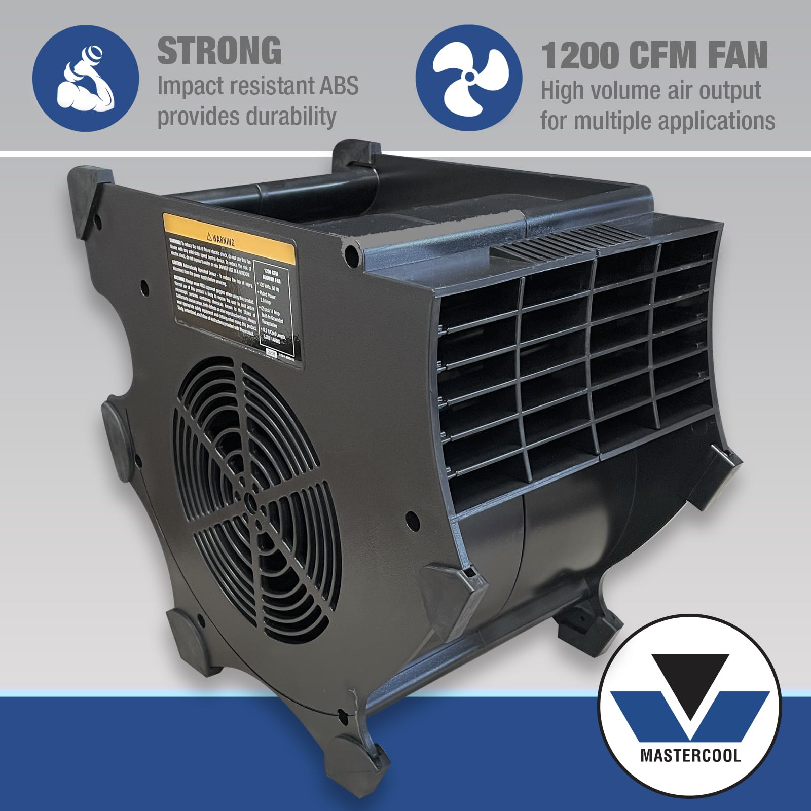 Mastercool 1200 Cfm Blower Fan (21200-A), Cools & Dries, 3-Speed, Impact-Resistant Abs, Adjustable Feet, 2 Grounded Receptacles,