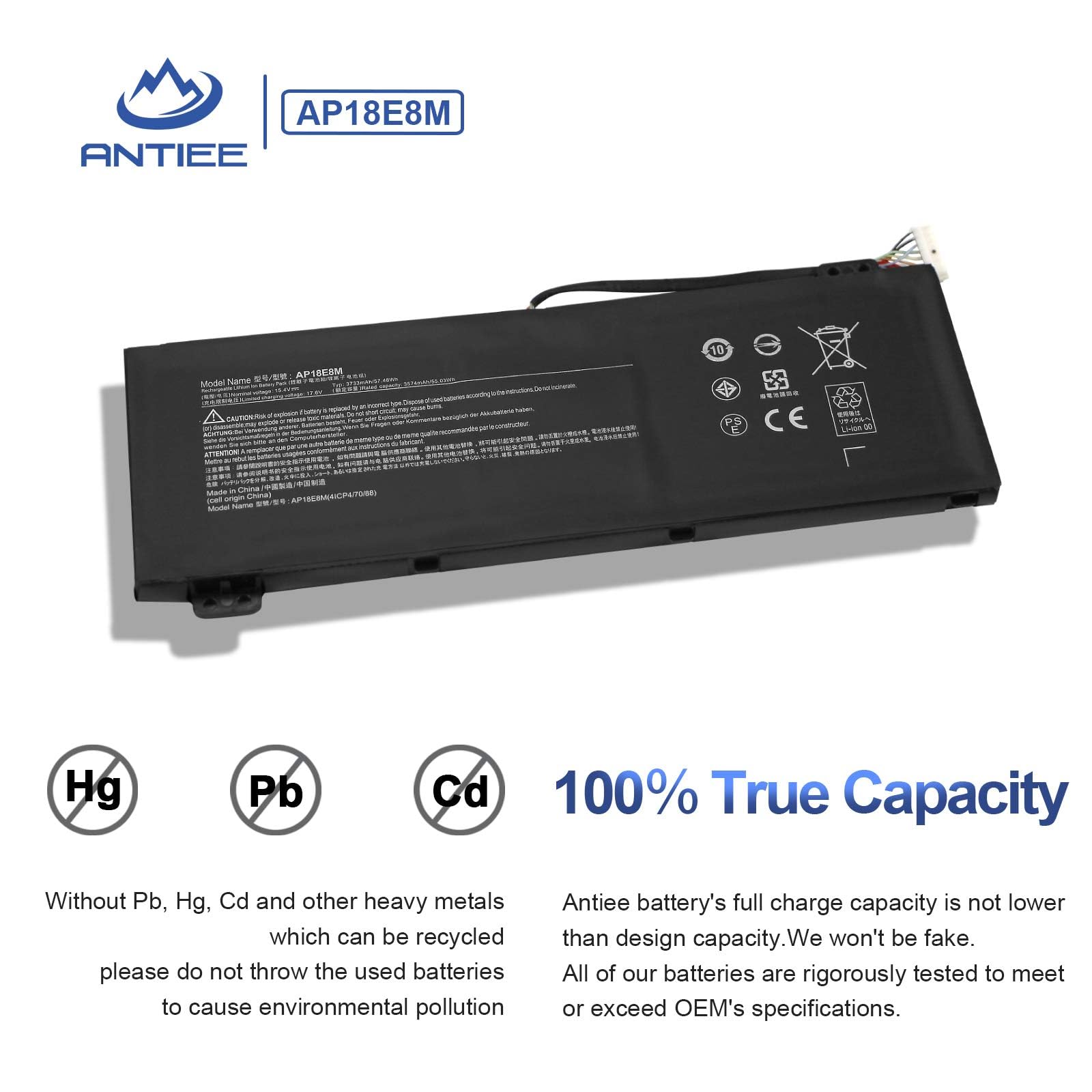 Ap18E7M Ap18E8M Battery For Acer Nitro 5 An515 54 An517 51 An515 55 An515 52 An515 43 An515 44 An515 45 An517 52, Nitro 7 An715