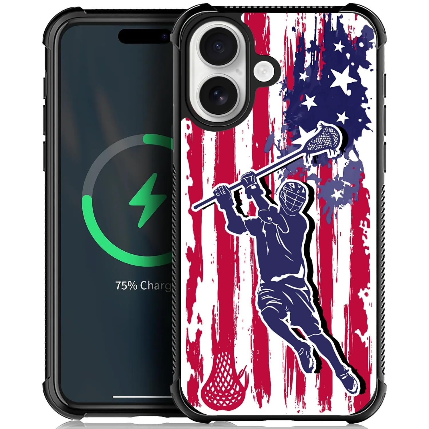 Deaorew for iPhone 17 Case | Compatible with MagSafe | Classic Slim Cover Design | Lacrosse American Flag