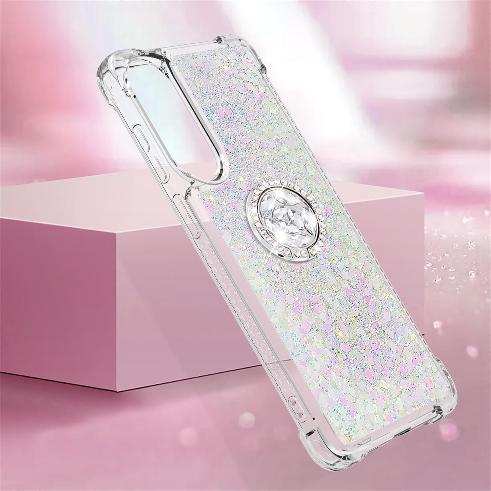 Ccsmall For Samsung Galaxy S25 Edge 5G Case Clear Glitter Bling For Women Girl, Flowing Liquid Quicksand Sparkly Cover With Diam