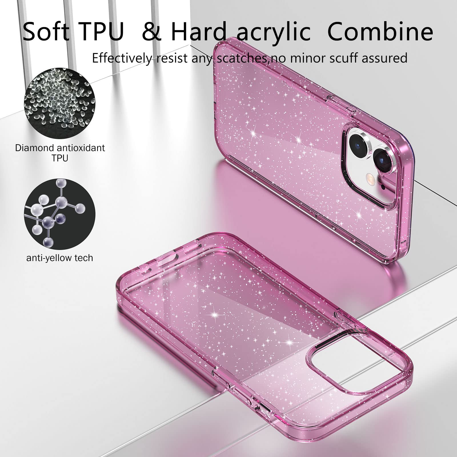 Jasmeas Design For Iphone 11 Case Glitter, With [2 Pack] Screen Protector & [2 Pack] Camera Lens Protector Sparkle Pc Hard Soft
