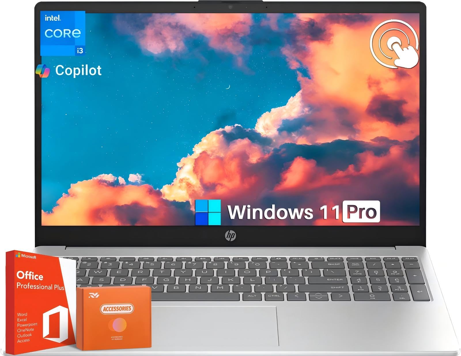 Hp 2025 New 15.6'' Touch-Screen Business Laptop, Lifetime Office, Intel 6-Core I3-1215U Up To 4.4 Ghz, 64 Gb Ram, 2 Tb Ssd, Uhd 