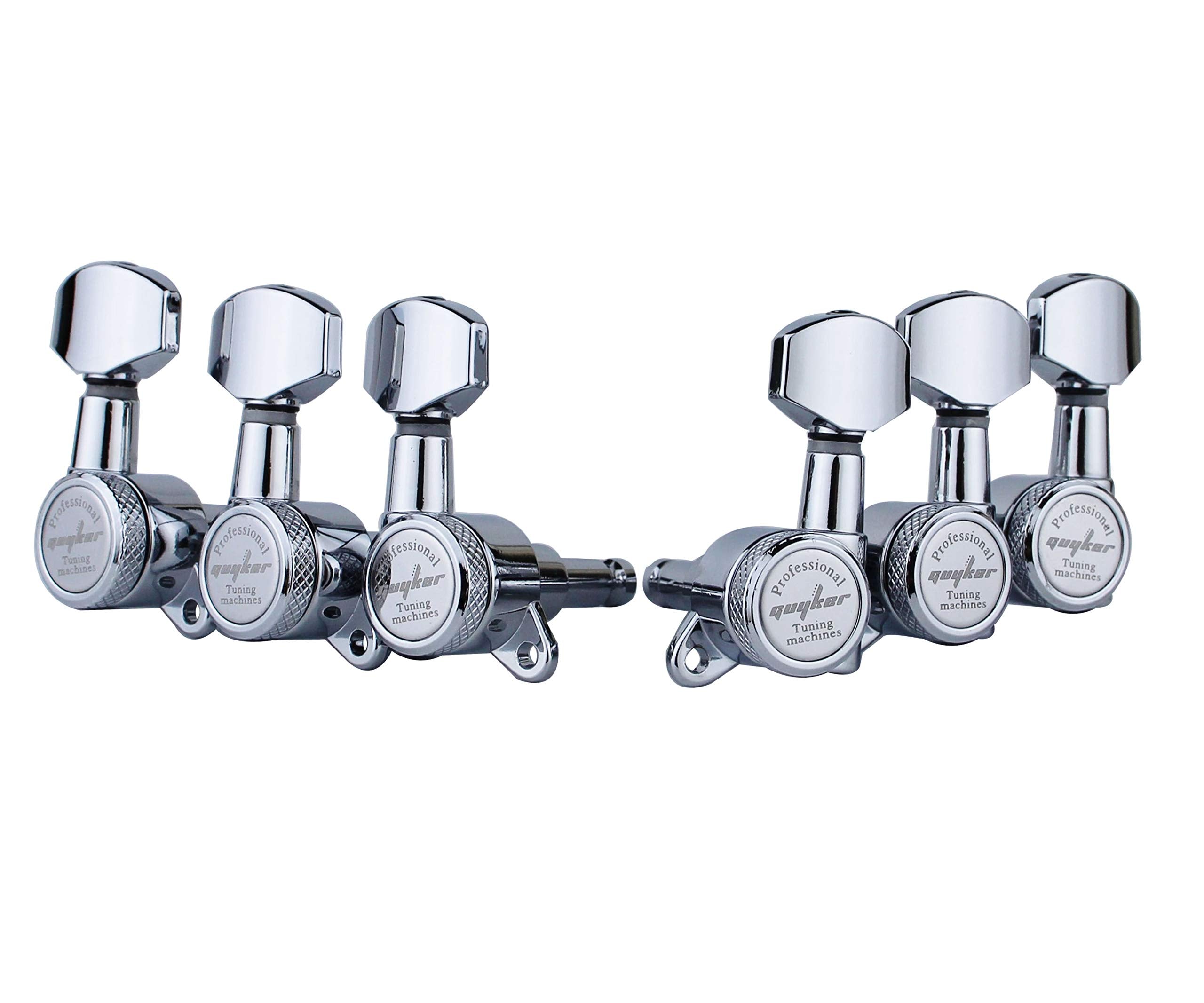 Guyker Guitar Locking Tuners (3L + 3R Handed)   1:18 Lock String Tuning Key Pegs Machine Head With Hexagonal Handle Replacement