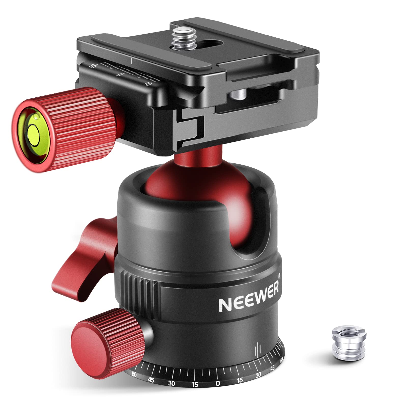 Neewer Tripod Head, 360 Rotating Panoramic Ball Head With 1/4    Quick Shoe Plate For Tripod Monopod Slider Dslr Camera Camcorde