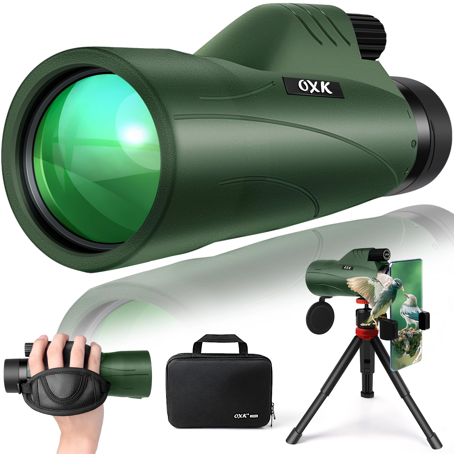 12x56 High Power Monocular Telescope with Tripod Bag, Handheld Monoculars for Adults with BAK4 Prism & FMC Lens, Suitable for Bi