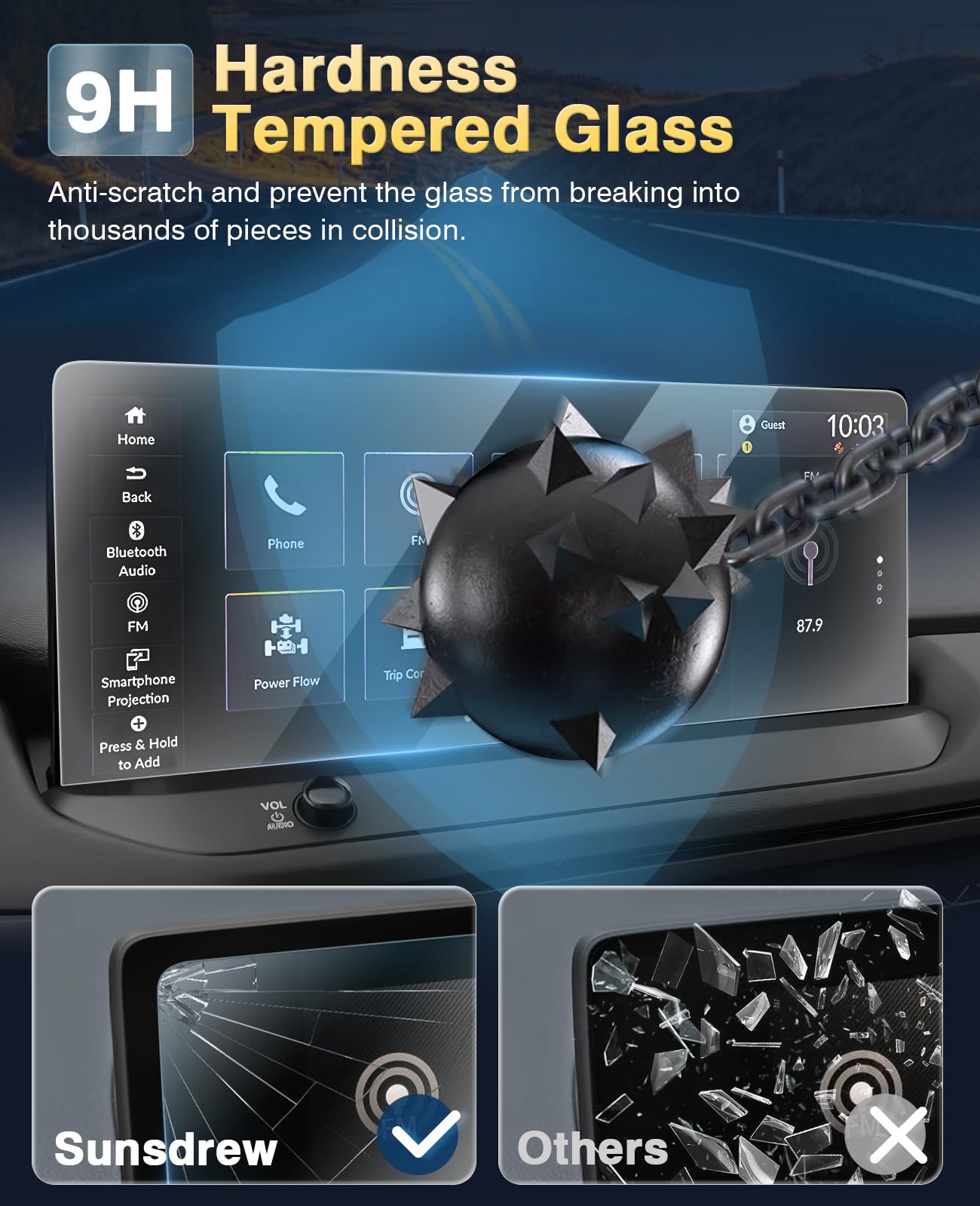 Sunsdrew 2Pcs Accord Screen Protector 2024 2023 Honda Accord 12.3 Inch Hybrid(Sport/Sport L/Ex L/Touring) Touchscreen Protector