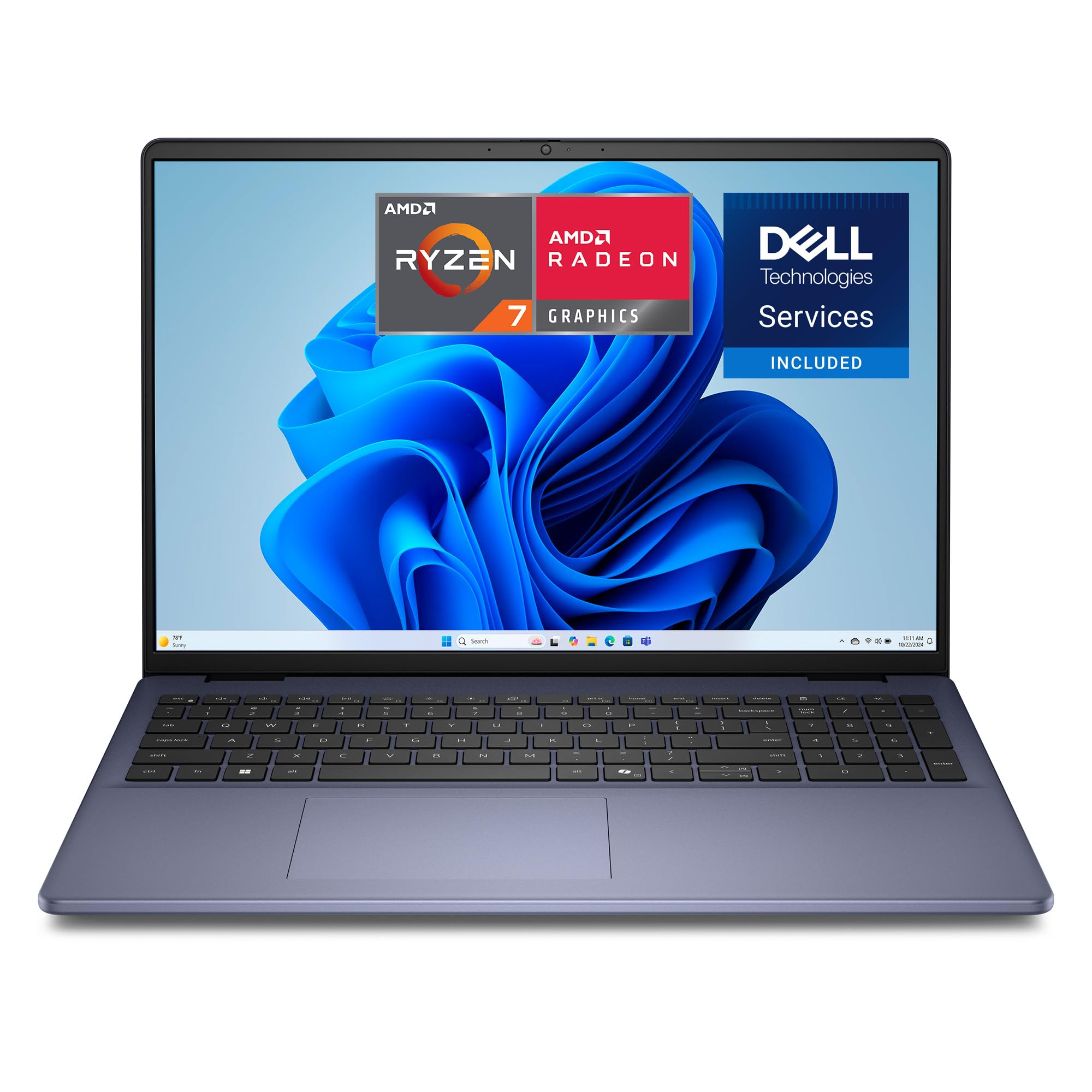 Dell 16 Laptop DC16256-16-inch FHD+ 300nits Display, AMD Ryzen 7 250, AMD Radeon Graphics, 16GB Memory, 1TB SSD, Backlit Keyboar