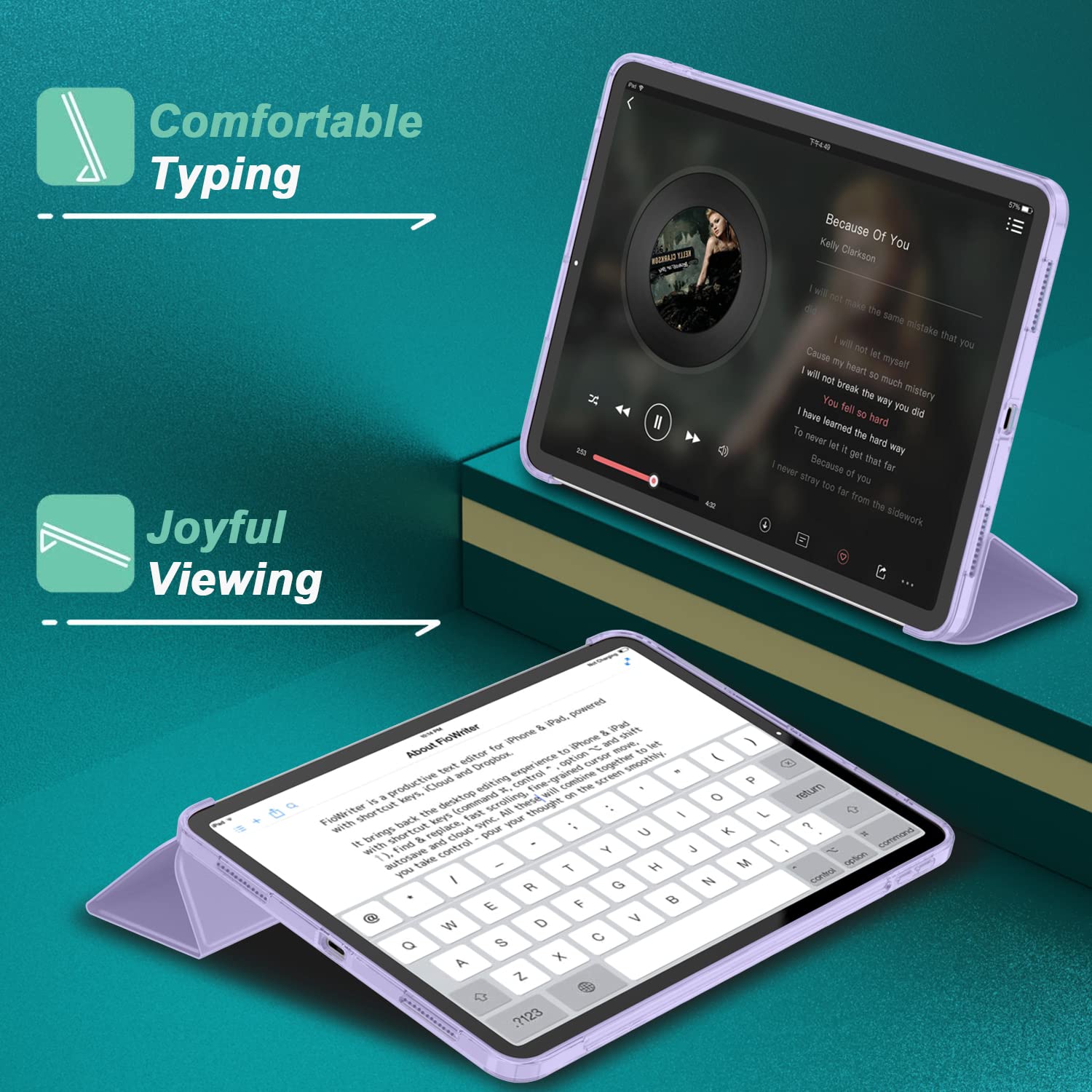 Imieet Ipad Air 11 Inch Case   Slim Cover With Translucent Frosted Hard Back [Support Touch Id] (Lilac Purple)