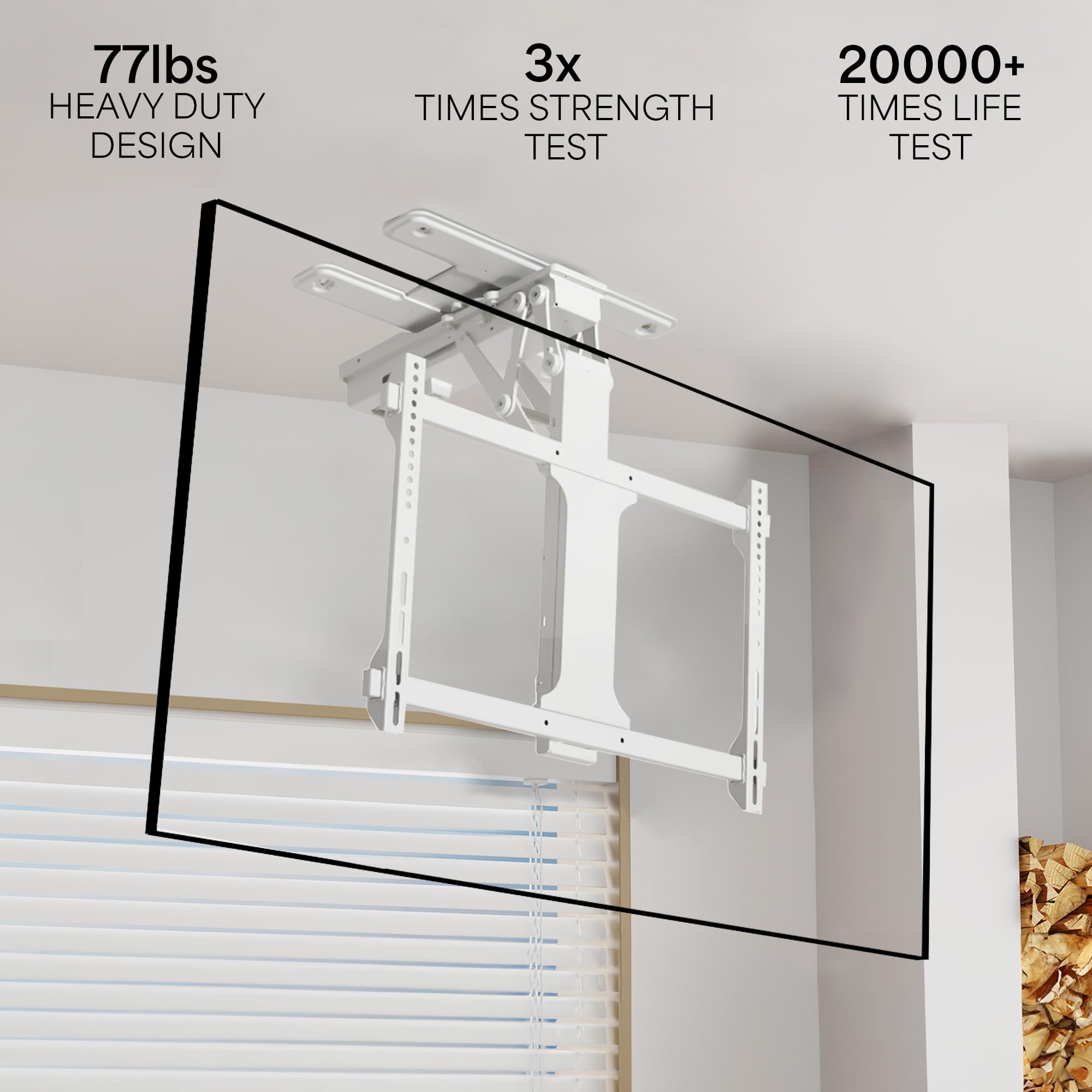 VIVO Electric Flip Down Swiveling Ceiling TV Mount for 32 to 70 inch Screens, Large Motorized Flat Ceiling VESA Mount, Master Pack, White, MOUNT E FD70S W