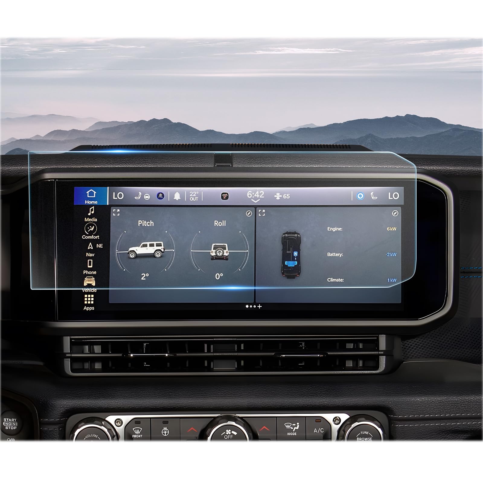 Cdefg Matte Screen Protector For 2024 Jeep Wrangler Gladiator Touch Screen For Jeep Wrangler 2024, Jeep Gladiator 2024, Jeep Wrangler 4Xe 2024 Accessories 12.3' Matte Anti Glare Tempered Glass