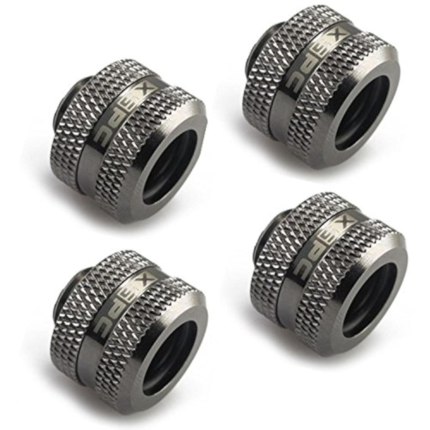 Xspc G1/4'' To 10Mm Id, 14Mm Od Petg Triple Seal Fitting, Black Chrome, 4 Pack