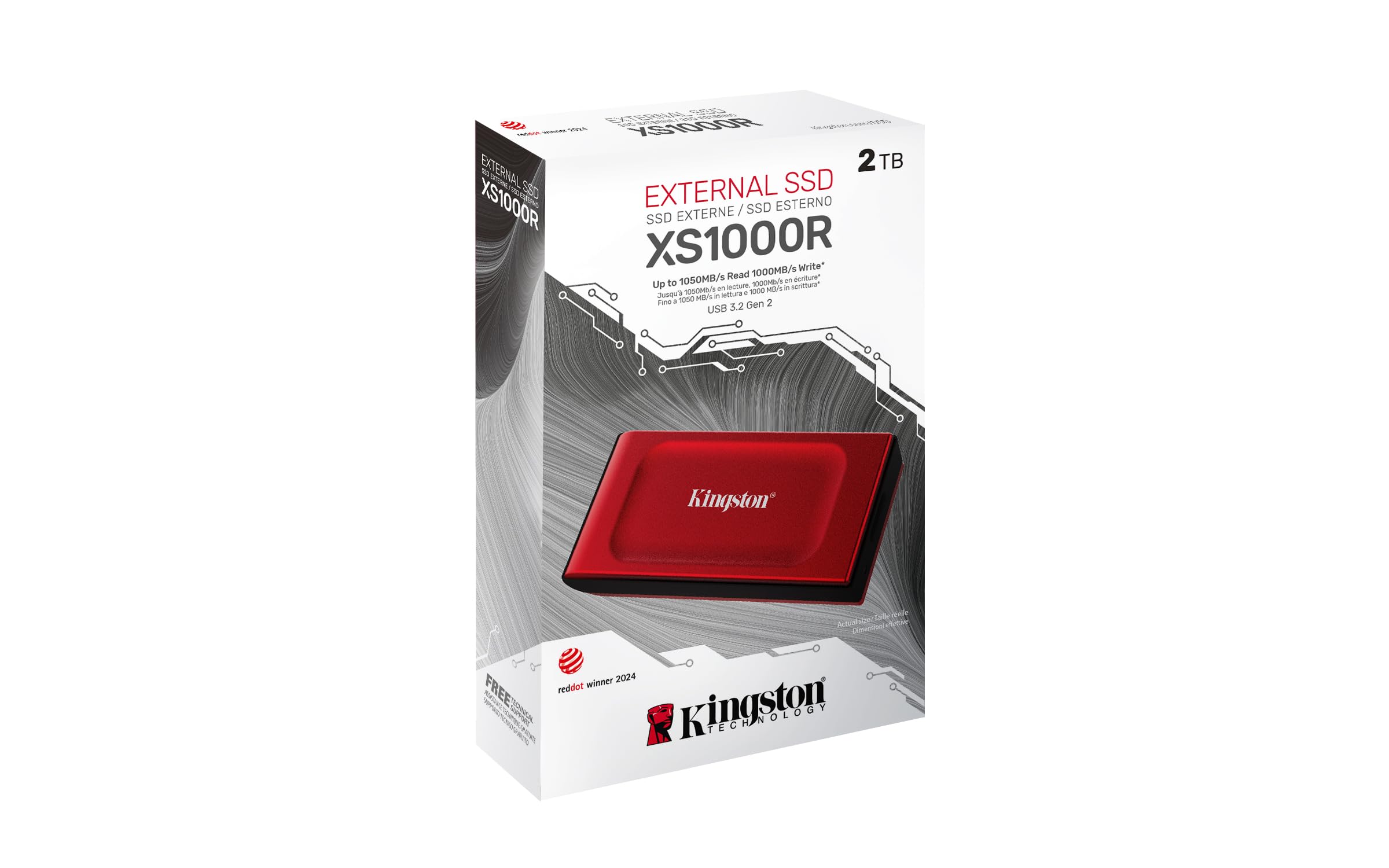 Kingston Xs1000R 2Tb Ssd | Pocket-Sized | Usb 3.2 Gen 2 | External Solid State Drive | Up To 1050Mb/S | Sxs1000R/2000G