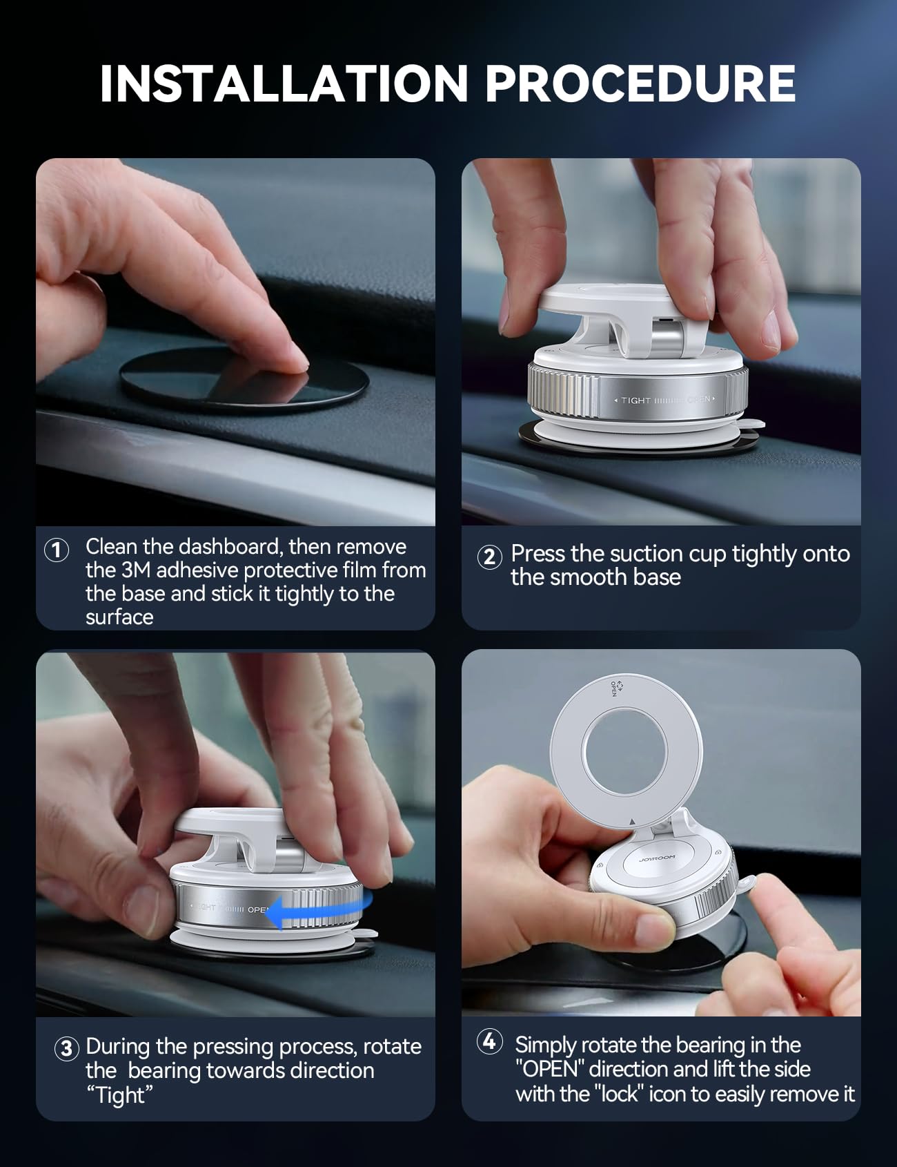 Joyroom Magsafe Suction Cup Phone Mount, Vacuum Magnetic Phone Holder For Car, 360 Metal Strut Magsafe Car Mount For Iphone 16 P