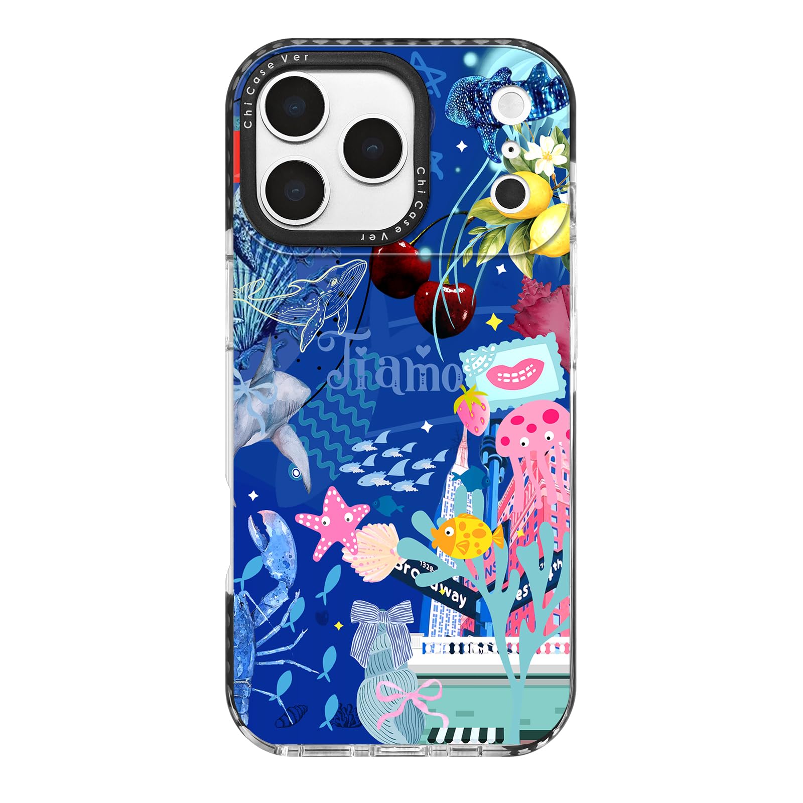 ChiCaseVer for Cute iPhone 17 Pro Max Case Pink Ocean Adventure Collage Pattern Military Grade Drop Protection, Voyage TPU with 