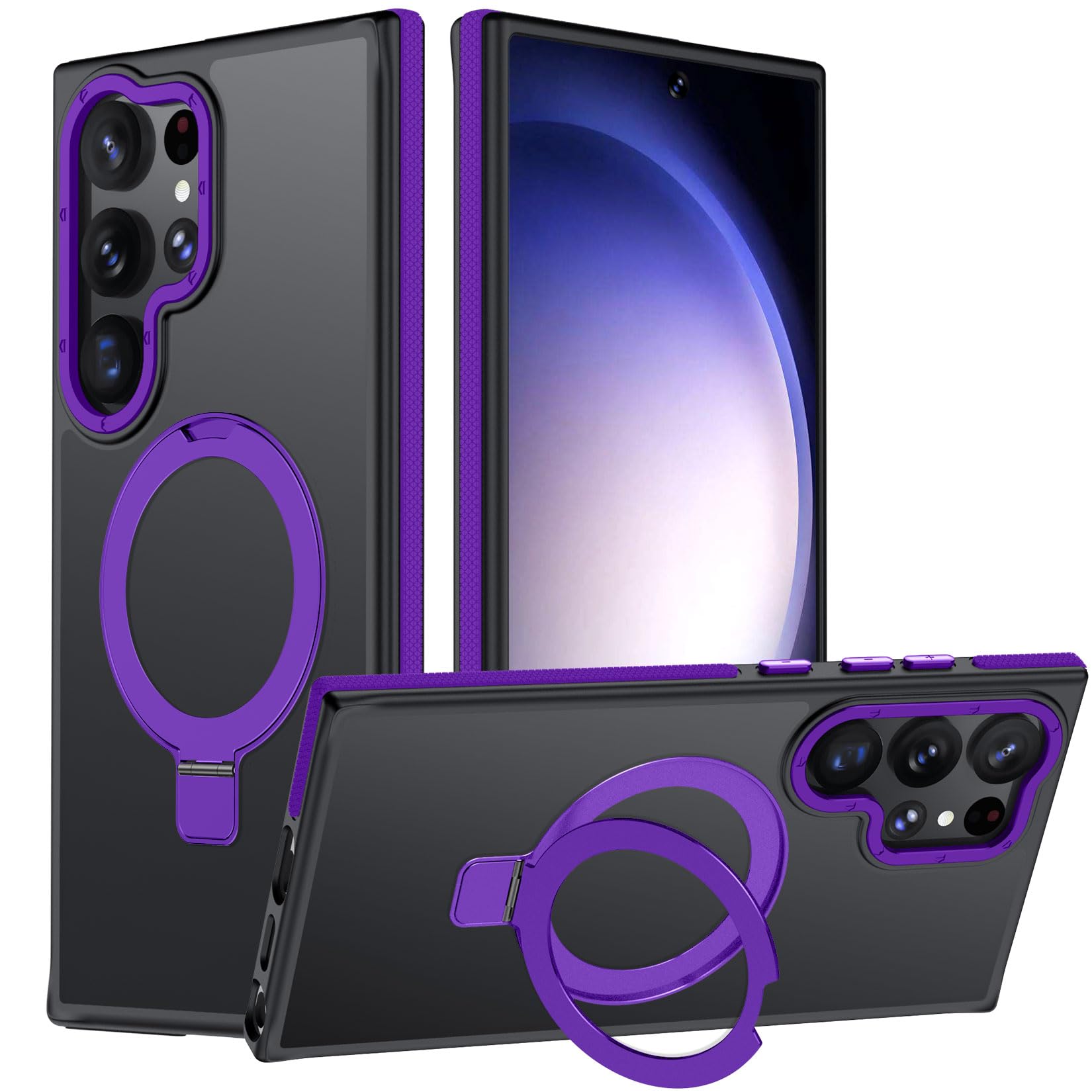 Mondelete For Samsung Galaxy S23 Ultra Case, Magnetic Adjustable Ring Stand [Fit For Magsafe], [Military-Grade Shockproof Protec