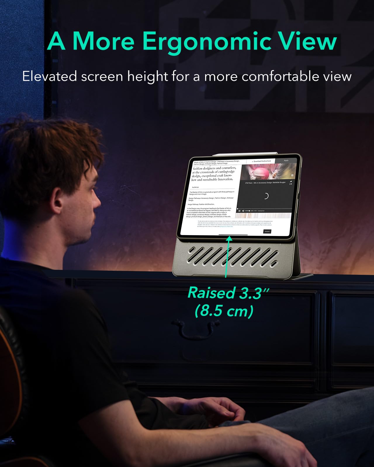 Esr For Ipad Air 13 Inch Case (2025/2024) M3/M2, Removable Magnetic Cover, Adjustable Portrait/Landscape Stand With Raised Screen View, 9 Standing Angles, Shift Series, Titanium