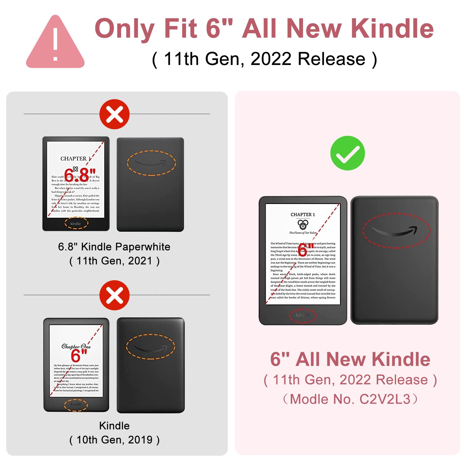 Taiyang Case For 6 All-New Kindle (11Th Generation 2022 Release), Lightweight Slim Smart Pu Leather Cover For 6 Inch Kindle 2022