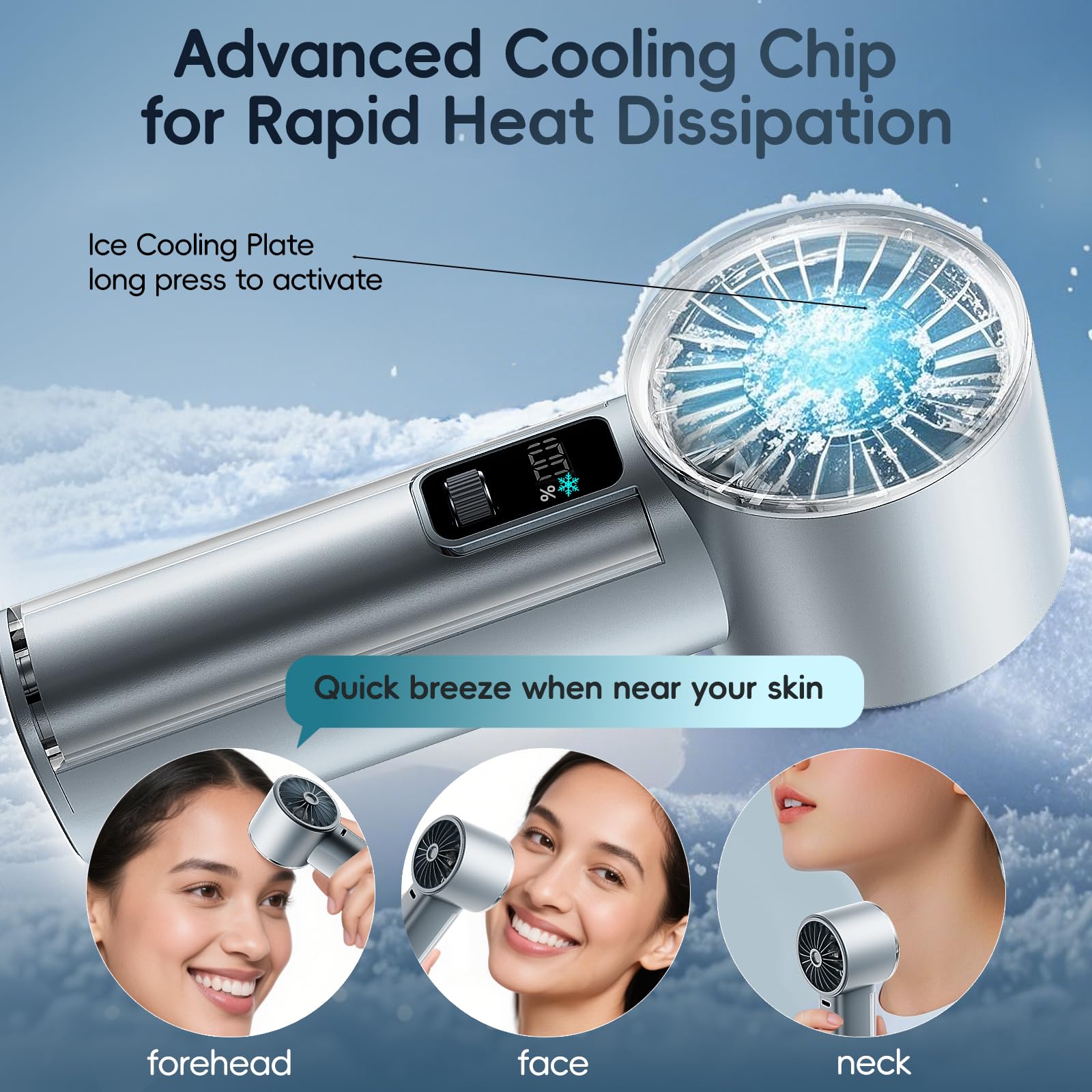 Panergy High Speed Handheld Fan With Ice Cooler,1-100 Speed Adjustable Mini Turbo Fan, 4000Mah Battery Rechargeable & Digital Di