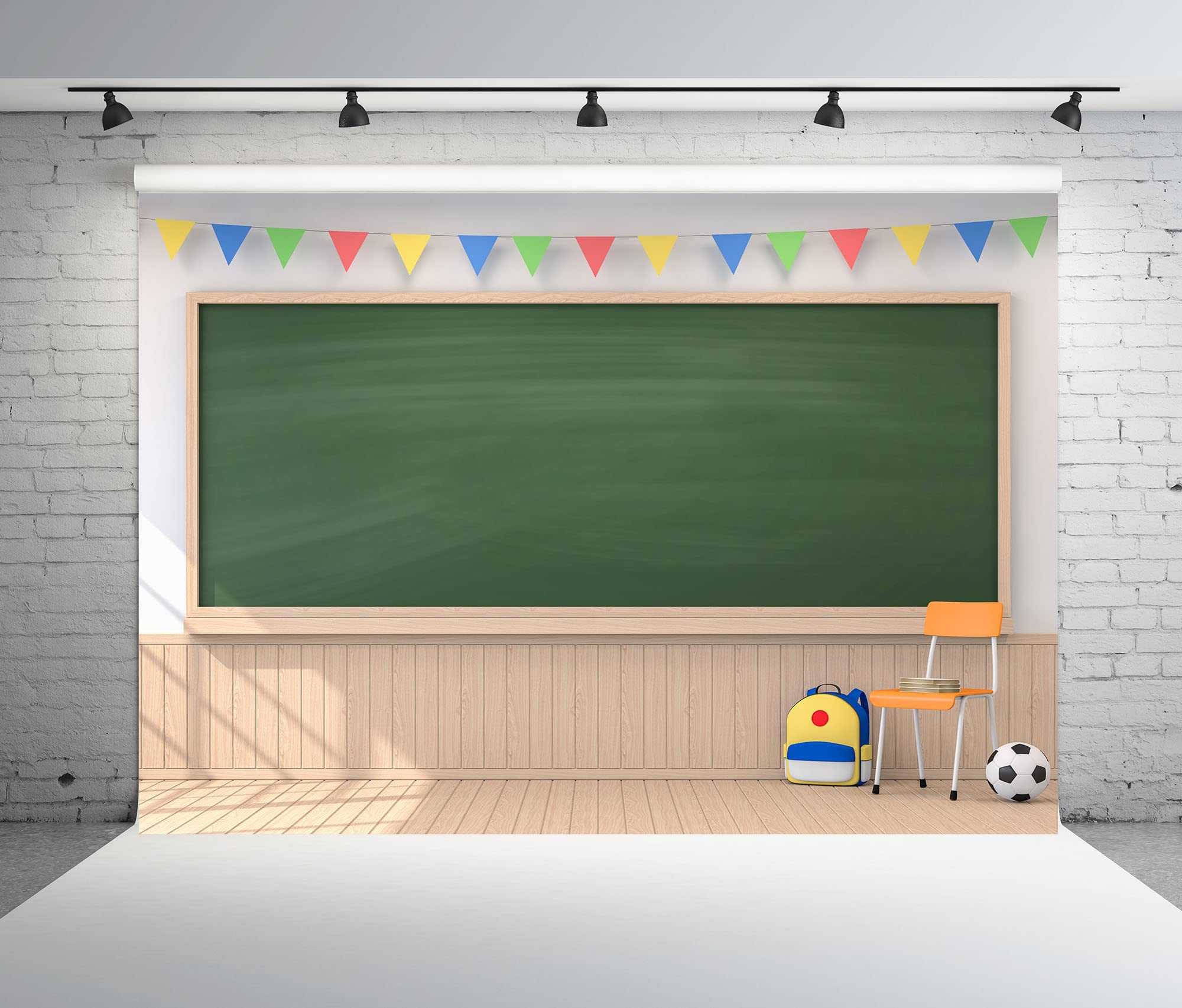 Corfoto Fabric 8X6Ft School Backdrop Photography Classroom Interior Blackboard Wooden Wall Kindergarten Middle School Students O