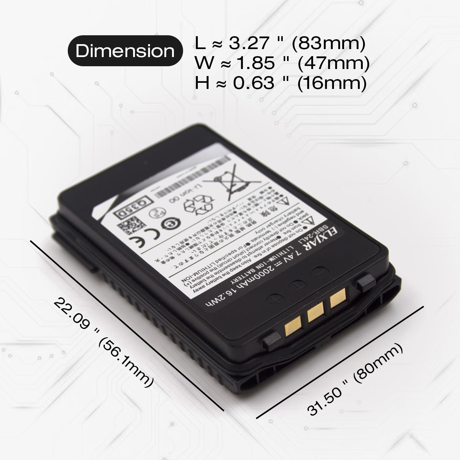 Elxjar (2 Pack) 2000Mah 7.4V Sbr 24Li Li Ion Battery Pack For Yaesu Ft 70D Ft 70Dr Radio