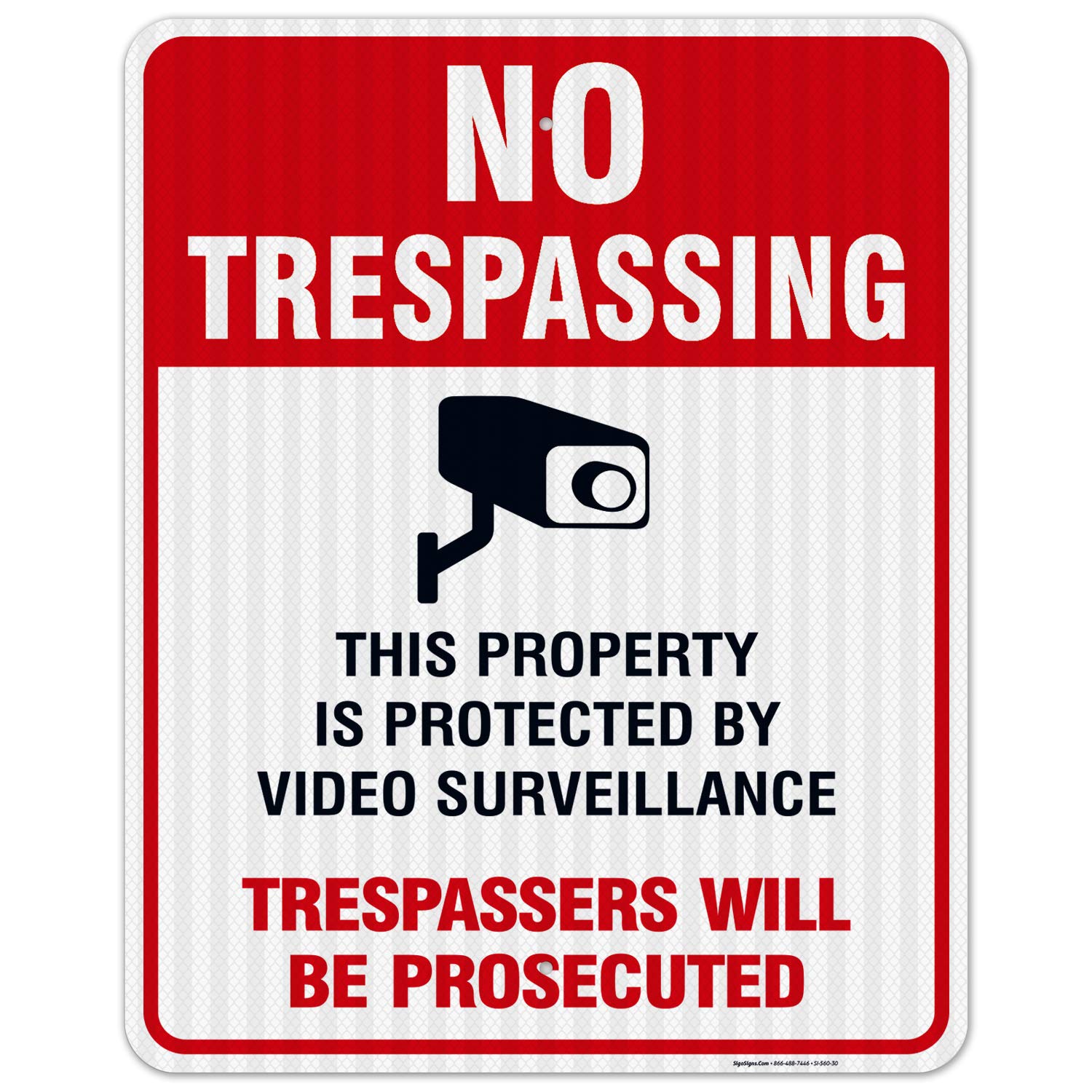 Sigo Signs   Video Surveillance No Trespassing Sign, Cctv Security Camera, 24X30 Inches, 3M Egp Reflective .080 Aluminum, Fade R