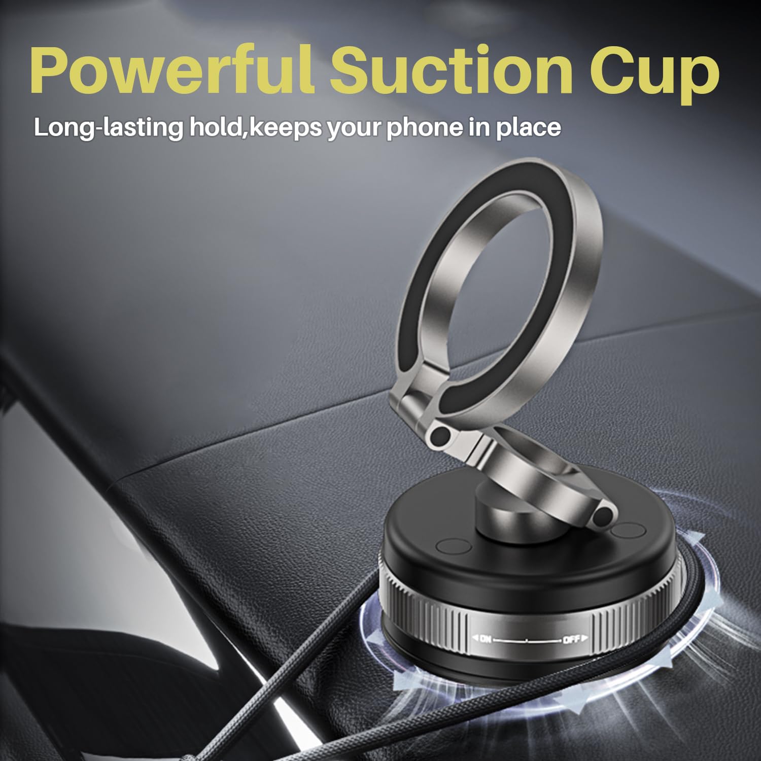 Repmidfer 360 Rotation Vacuum Magnetic Phone Holder For Car, Strong Magnetic Suction Cup Phone Mount, Dual-Axis Adjustable Arm P