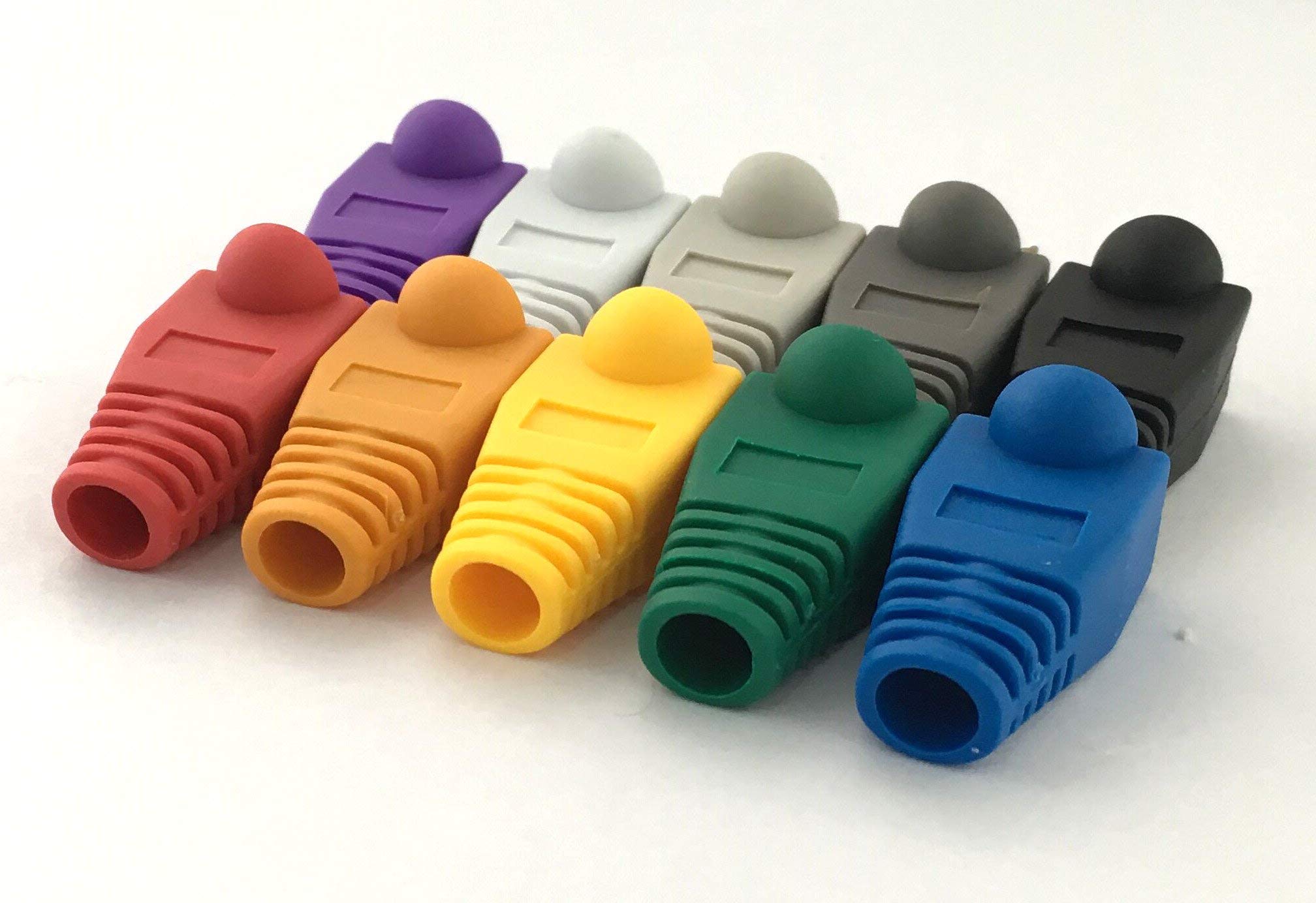 Accessbuy 100 Pack Rj45 Cat6 Cat6E Cat5 Cat5E Ethernet Network Cable Strain Relief Boots Cable Connector Plug Cover Mixed Color