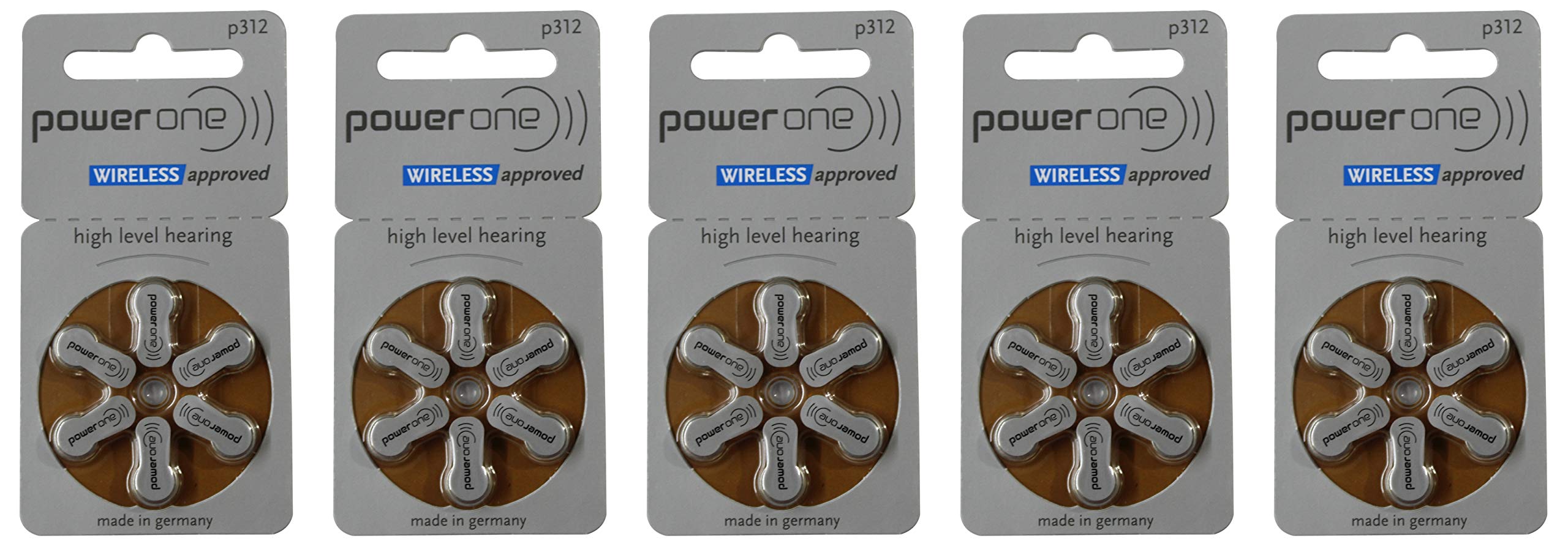 PowerOne Size 312 Hearing Aid Batteries  30 count