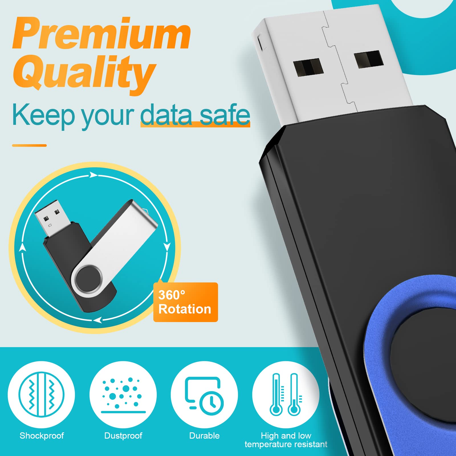 16Gb Flash Drive Bulk 10 Pack Thumb Drive Swivel Usb Drive Metal Memory Stick Portable 16 Gb Usb Stick Kepmem 16 Giga Pendrive Blue Jump Drive Zip Drive For Office Data Storage