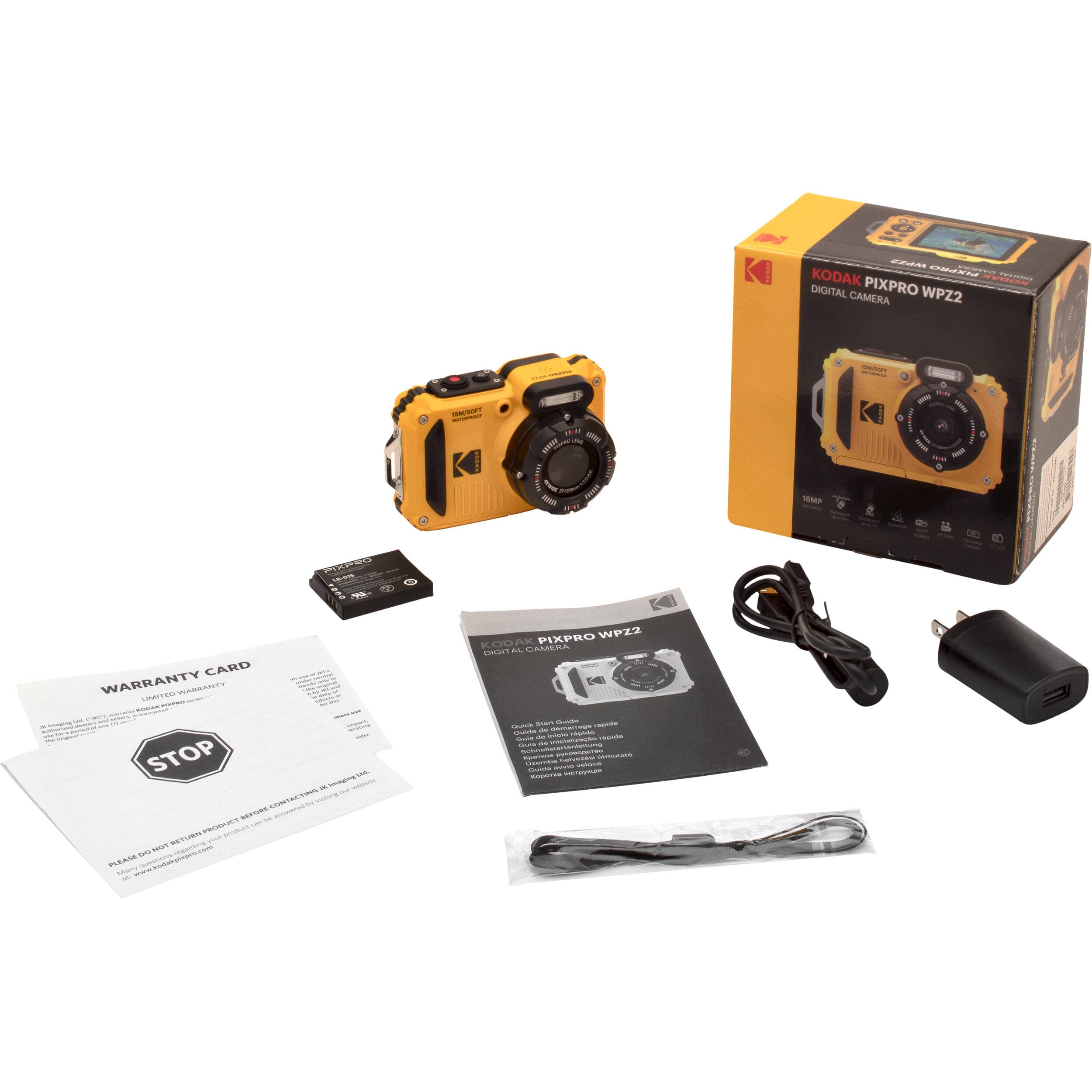 Kodak Pixpro Wpz2 Rugged Waterproof Digital Camera Bundle With Black Point & Shoot Case + 32Gb Microsdhc Card (Yellow) Bundle (3 Items)