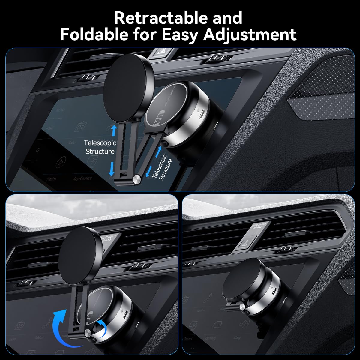 Electric Vacuum Magnetic Suction Phone Holder,Xo Adjustable And Foldable Car Mount,Strong Magnetic Car Phone Holder For Iphone16