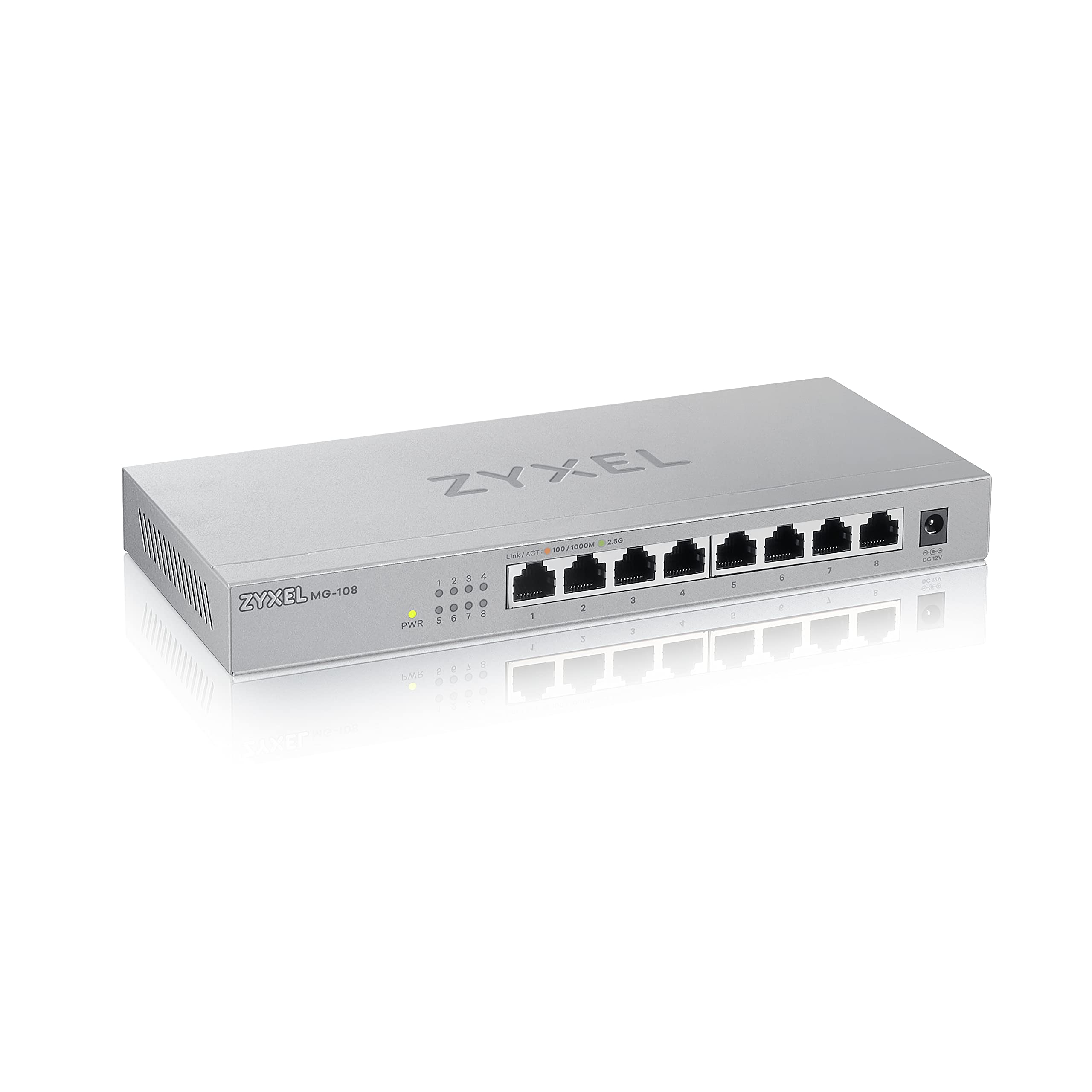 Zyxel 8-Port 2.5GbB MultiGig Ethernet Unmanaged Switch | 8 x 100/1G/2.5G Mbps Ports | Plug & Play | Metal Housing | Desktop or W
