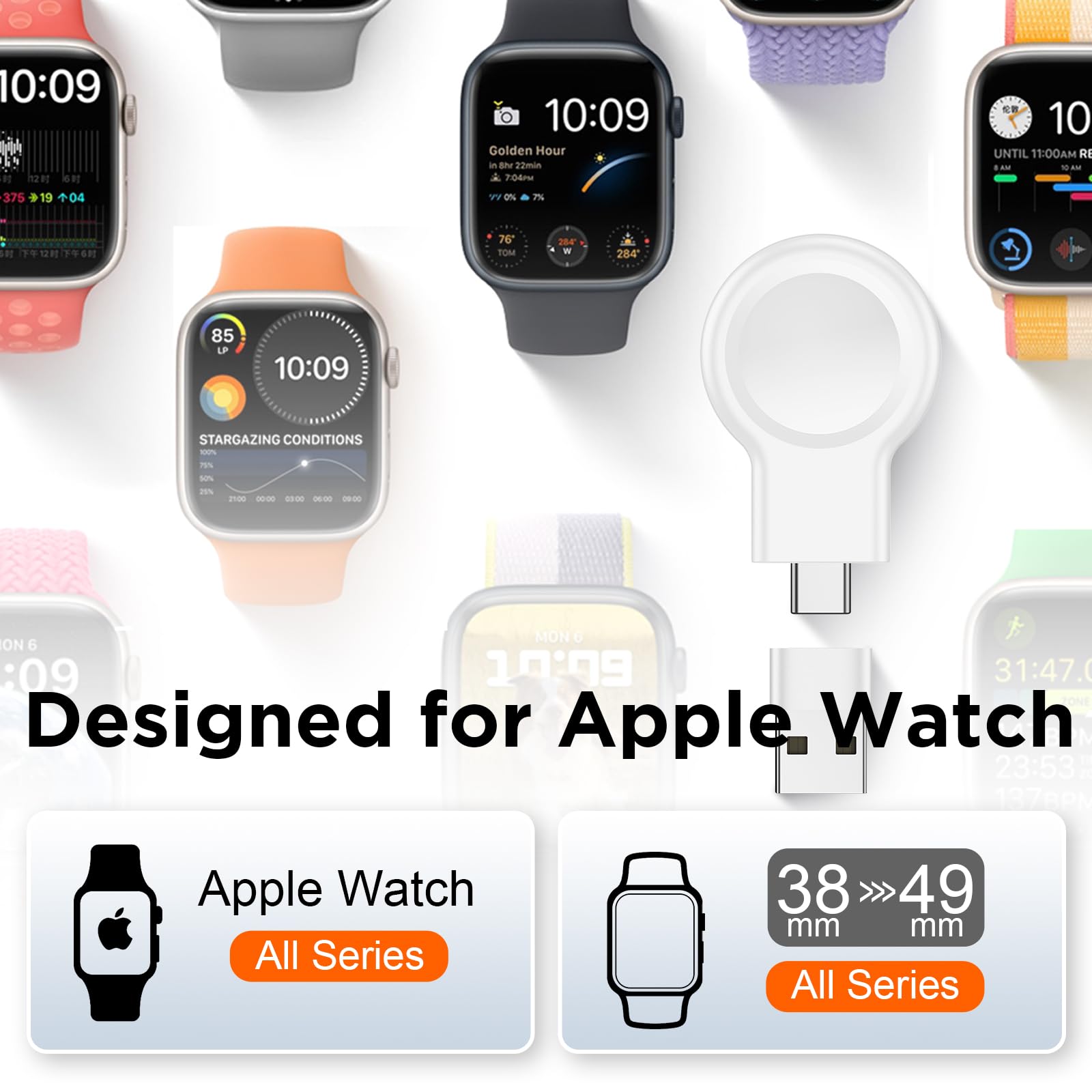 ???????? ?????????????? For Apple Watch Charger,Magnetic Portable Iwatch Charger Usb C&Usb A Fast Wireless Charging Travel Watch