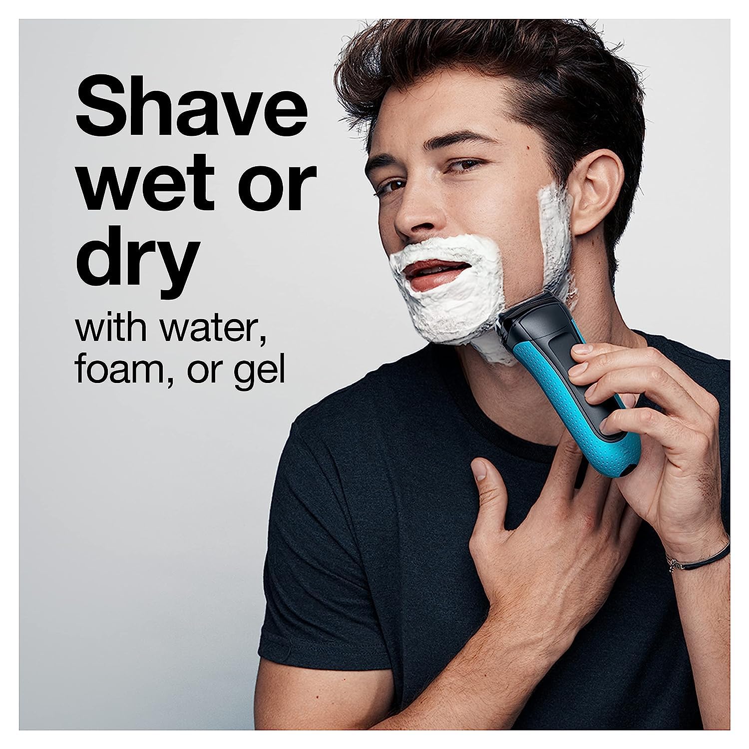 Braun Electric Series 3 Razor With Precision Trimmer, Rechargeable, Wet & Dry Foil Shaver For Men, Blue/Black, 4 Piece