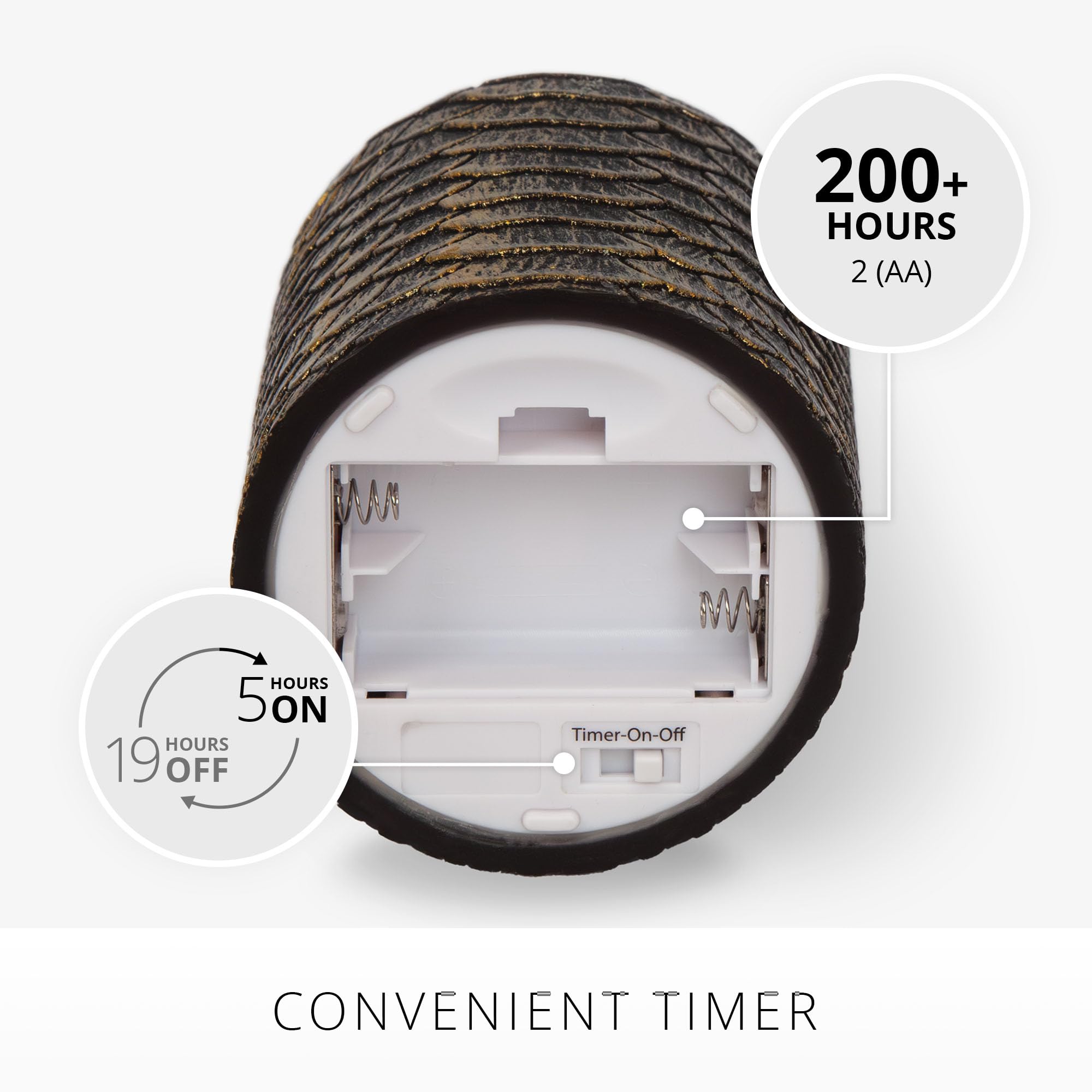 Luminara Black And Gold Snake Skin Flameless Led Candle, Flat Top Moving Flame Pillar, Real Unscented Wax And Timer (3'' X 4.5''