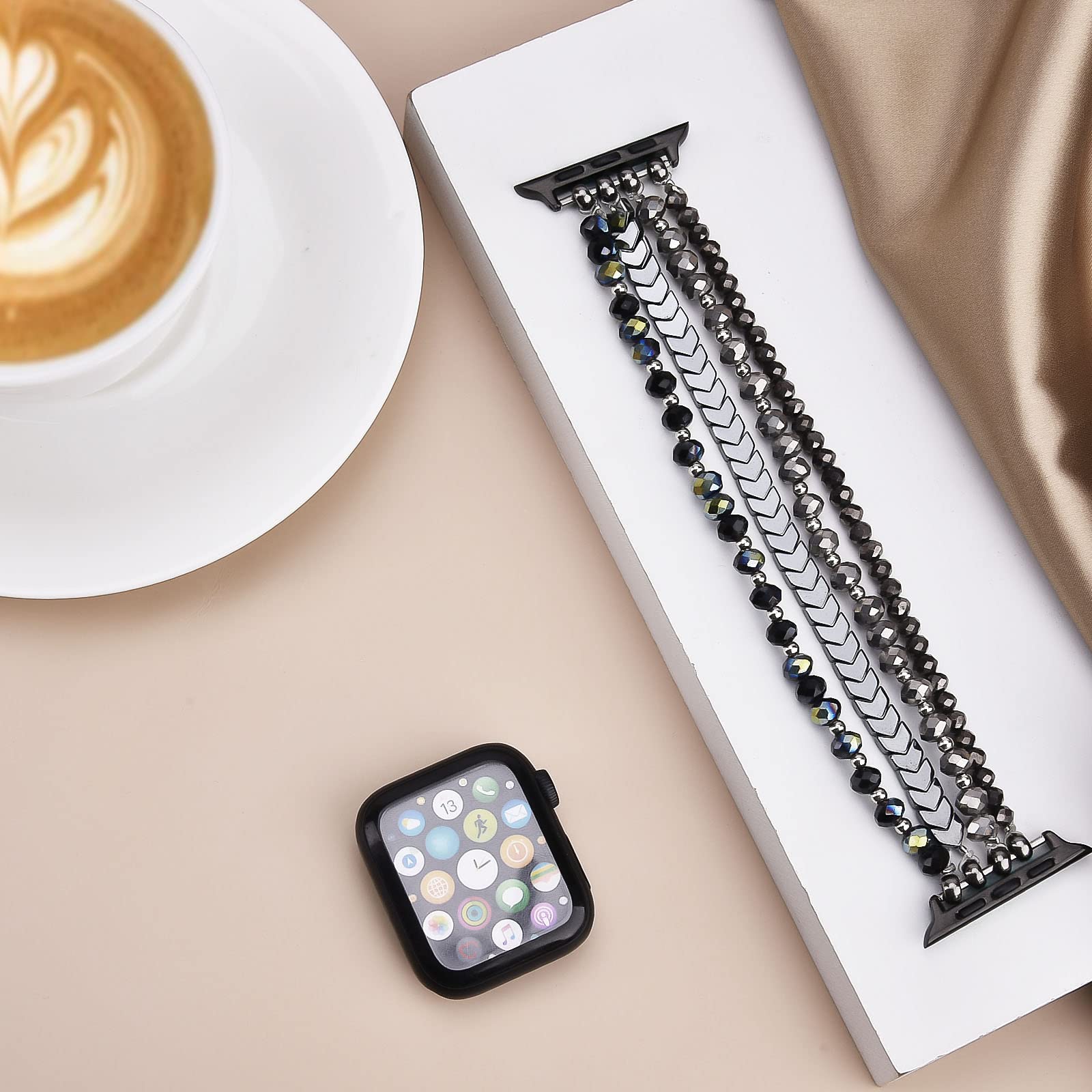 Mofree Beaded Bracelet Compatible With Apple Watch Band 40Mm/38Mm/41Mm/42Mm(Series10) 9/8/7/Se/6/5/4/3/2/1 Women Fashion Handmad
