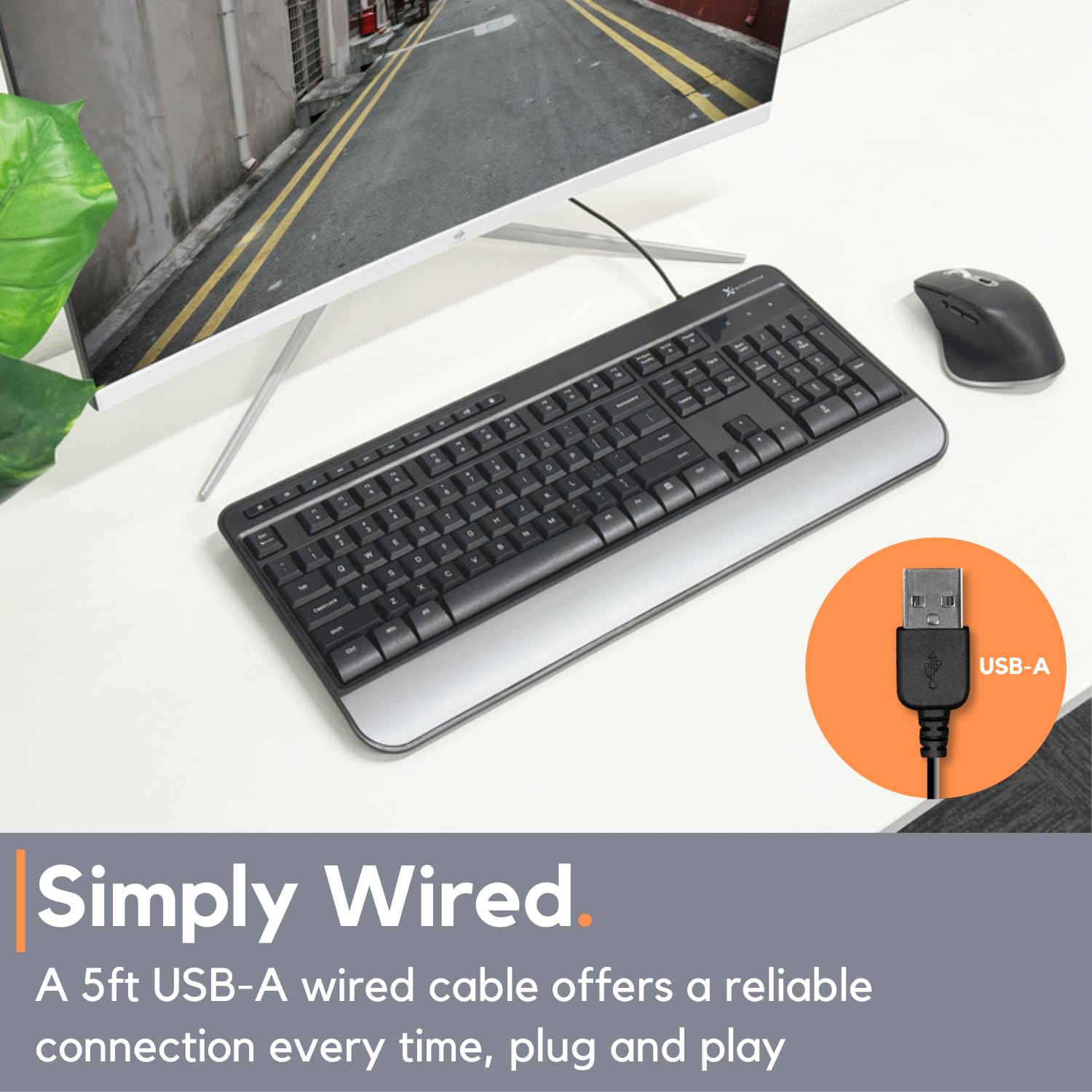 X9 Wired Keyboard   Comfortable Typing   Ergonomic Full Size Usb Keyboard With Wrist Rest, Number Pad, Multimedia And 114 Keys   External Computer Keyboard For Laptop, Desktop And Office Pc