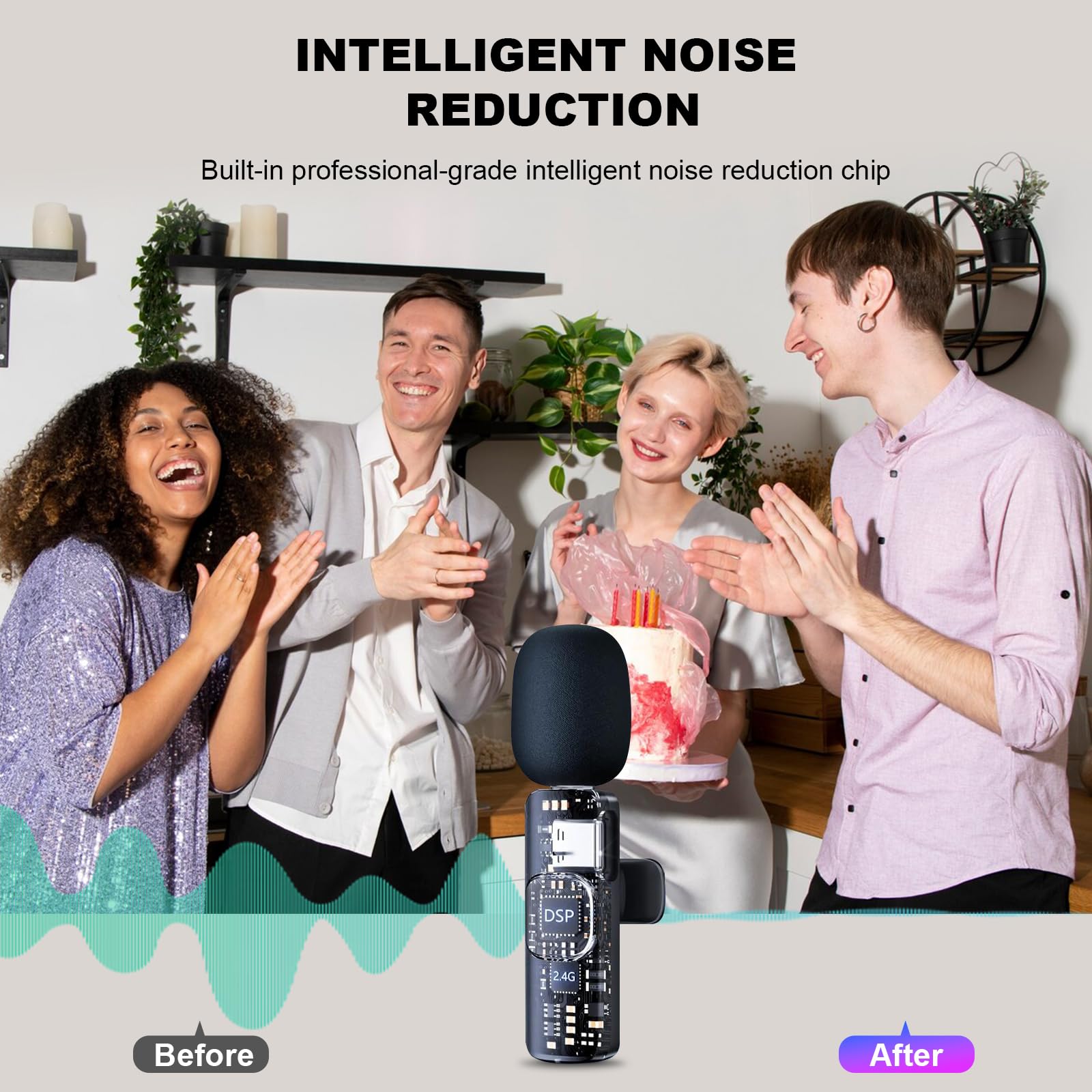 3 In 1 Wireless Microphone For Iphone, Camera, Iphone Mic, Usb C Microphone, Wireless Lavalier Microphone, Professional Mini Mic