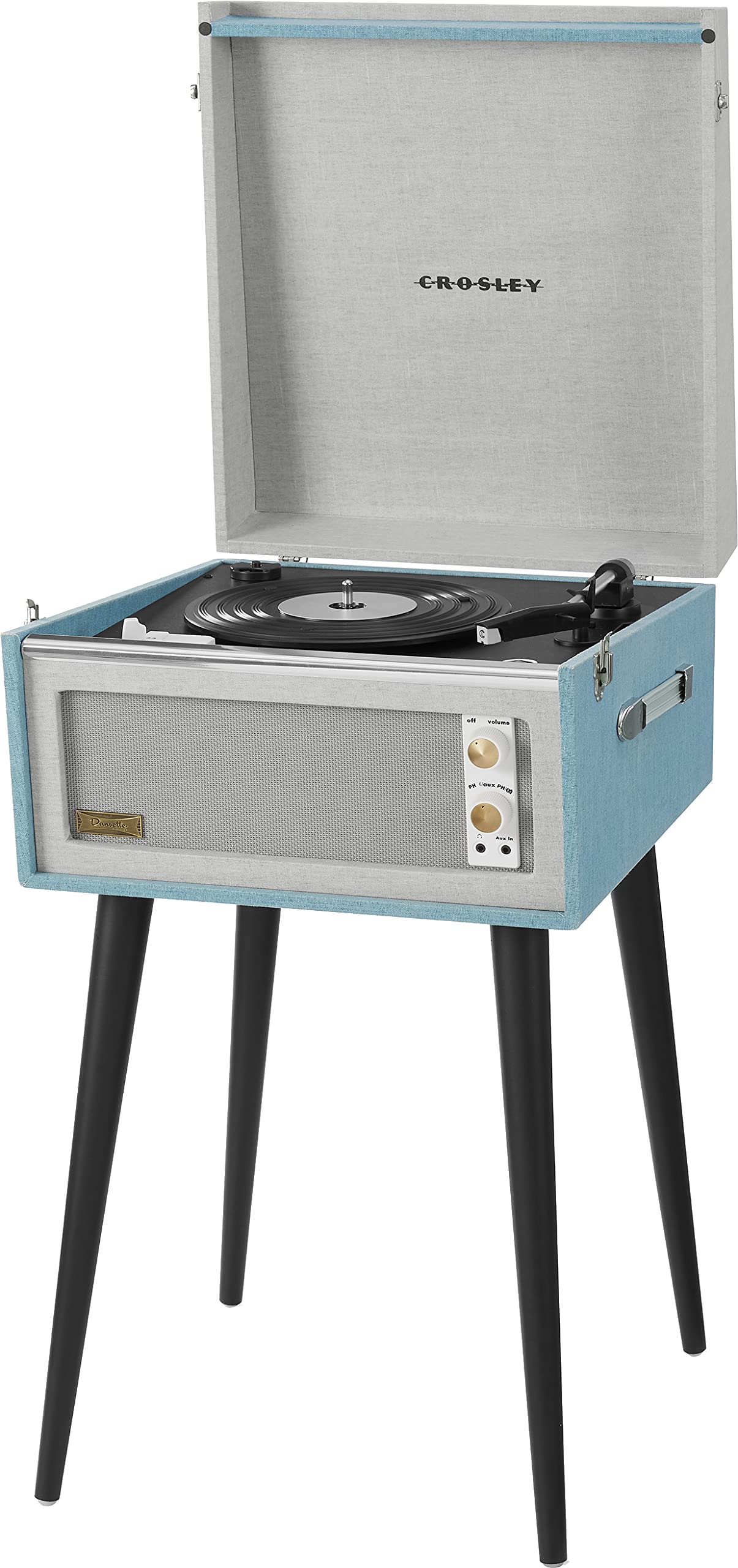 Crosley Cr6233F-Tn Dansette Bermuda Bluetooth In/Out Portable Vinyl Record Player Turntable With Aux-In, Tourmaline