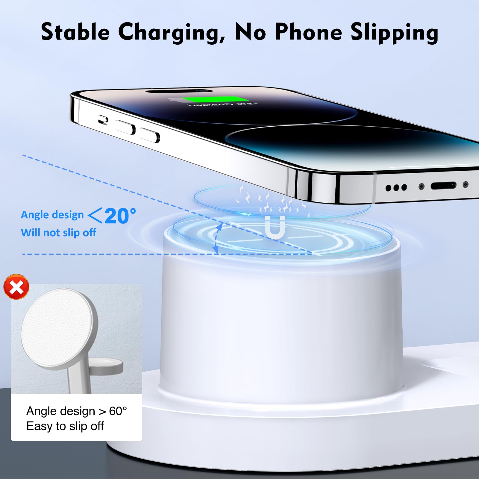 Sildark Magnetic Wireless Charger For Iphone: 3 In 1 Charging Station For Multiple Device Apple   18W Fast Mag Safe Charger Dock