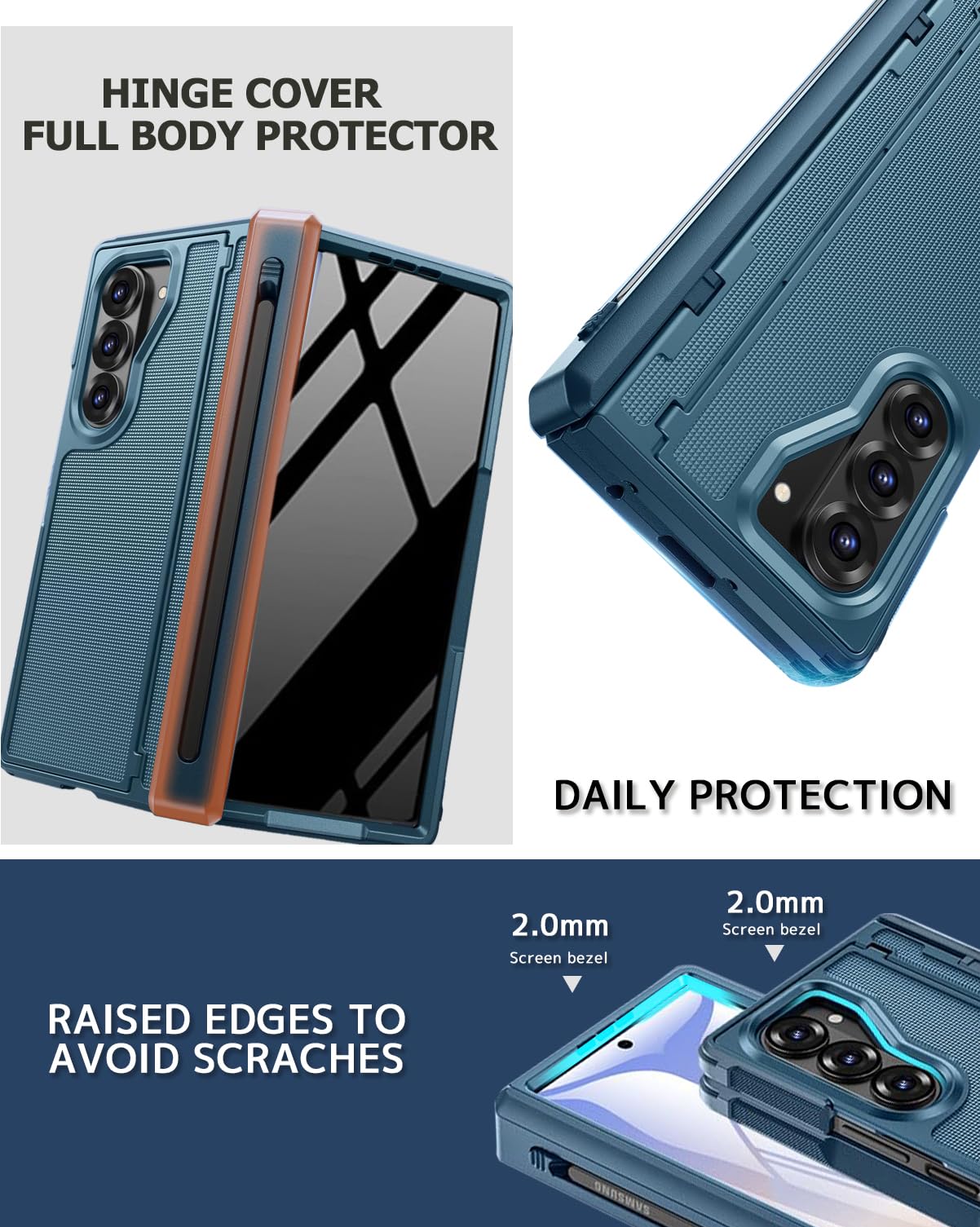 Ninki For Samsung Galaxy Z Fold 7 Case With S Pen Holder & Stylus And Invisible Kickstand, Privacy Screen Protector Hinge Phone