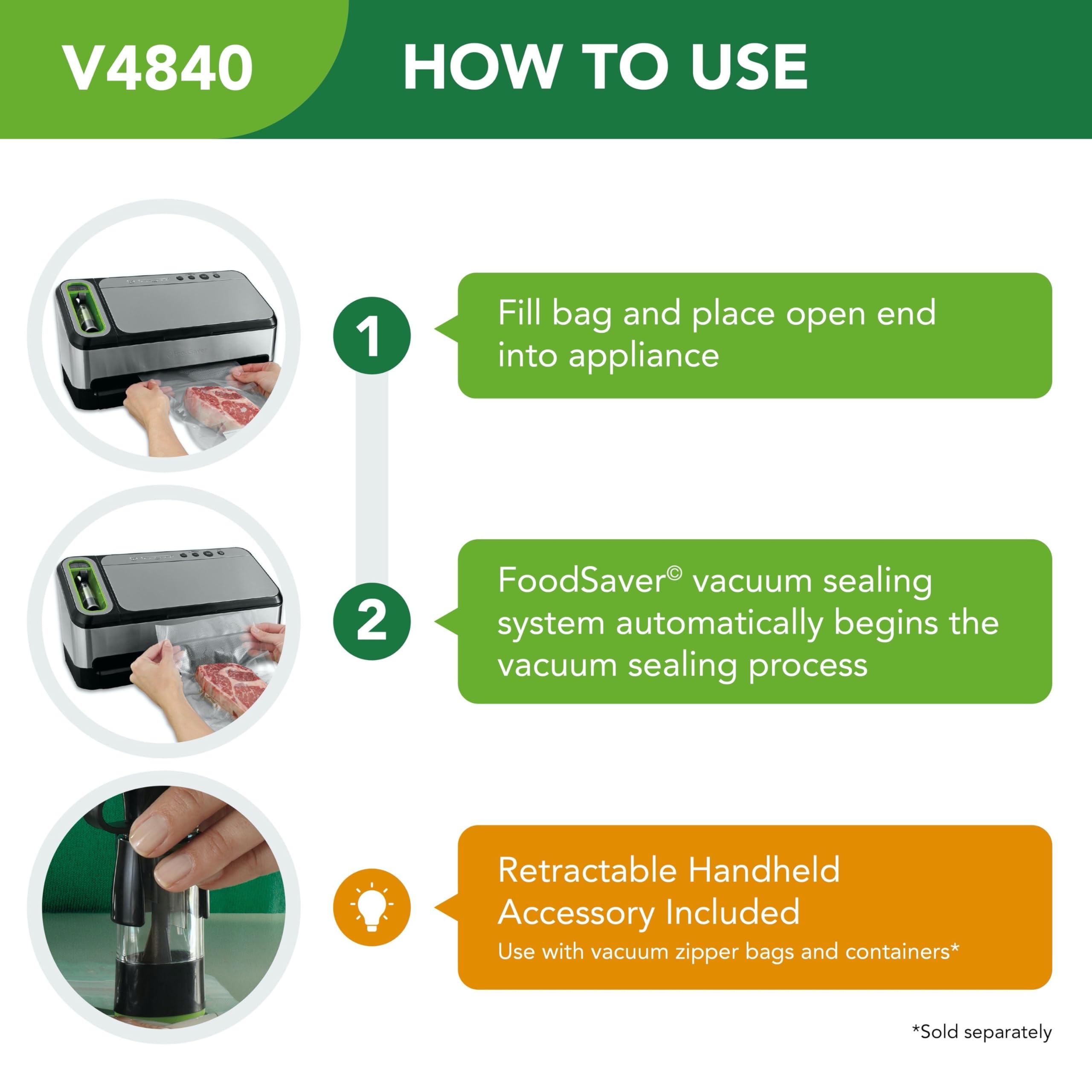 FOODSAVER 4800 Series 2-in-1 Vacuum Sealing System, Silver, 18.80x9.50x10.60 inches, Model FSFSSL4840000,