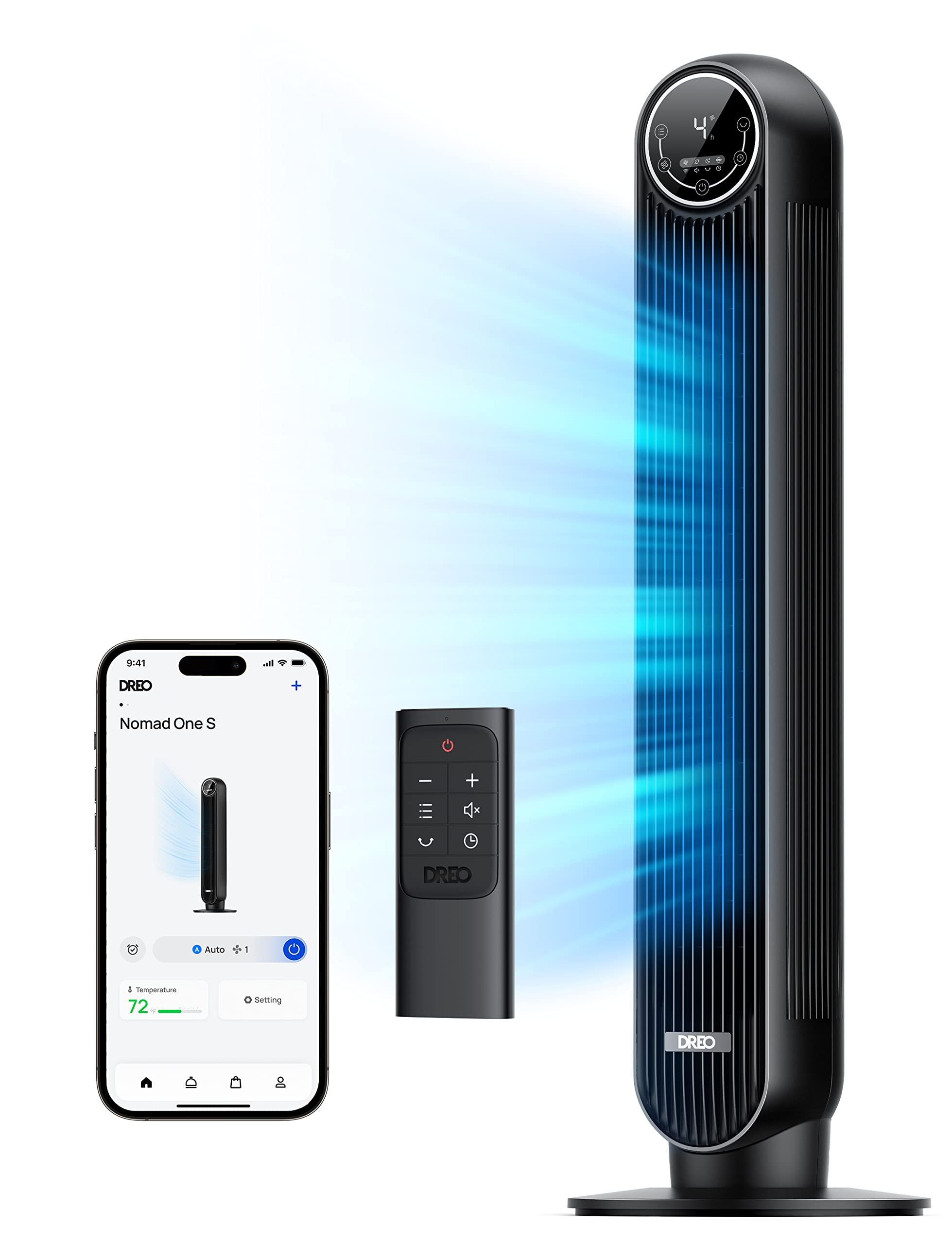 Dreo Tower Fan For Bedroom, Smart Oscillating Quiet Floor Fans, Standing Bladeless Fan With Remote And Wifi Voice Control, 4 Mod