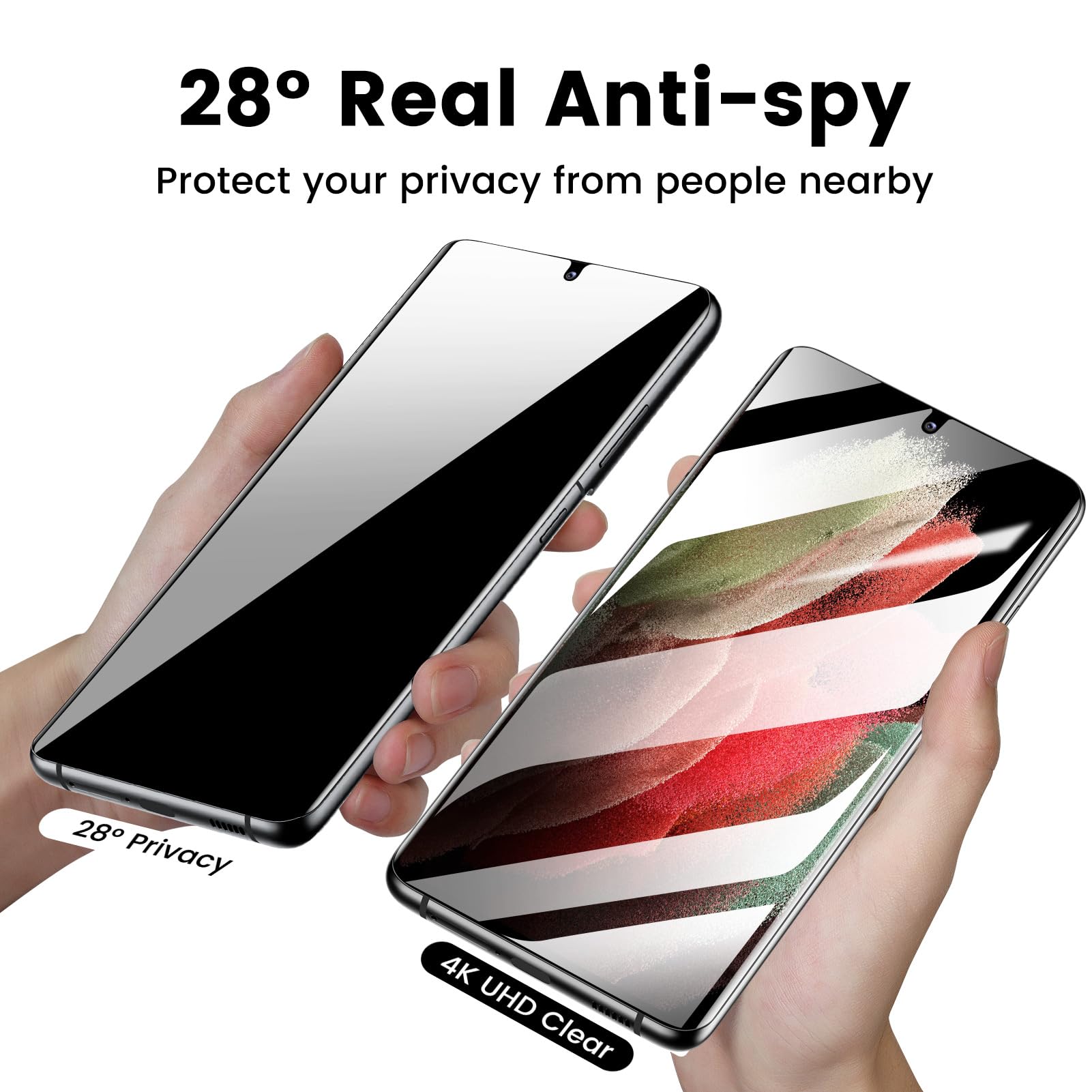 Mohave 2 Pack [Auto Alignment/Dust Removal] Privacy Screen Protector For Samsung Galaxy S21 Ultra 5G 6.8?, 3D Curved Anti Spy Pr