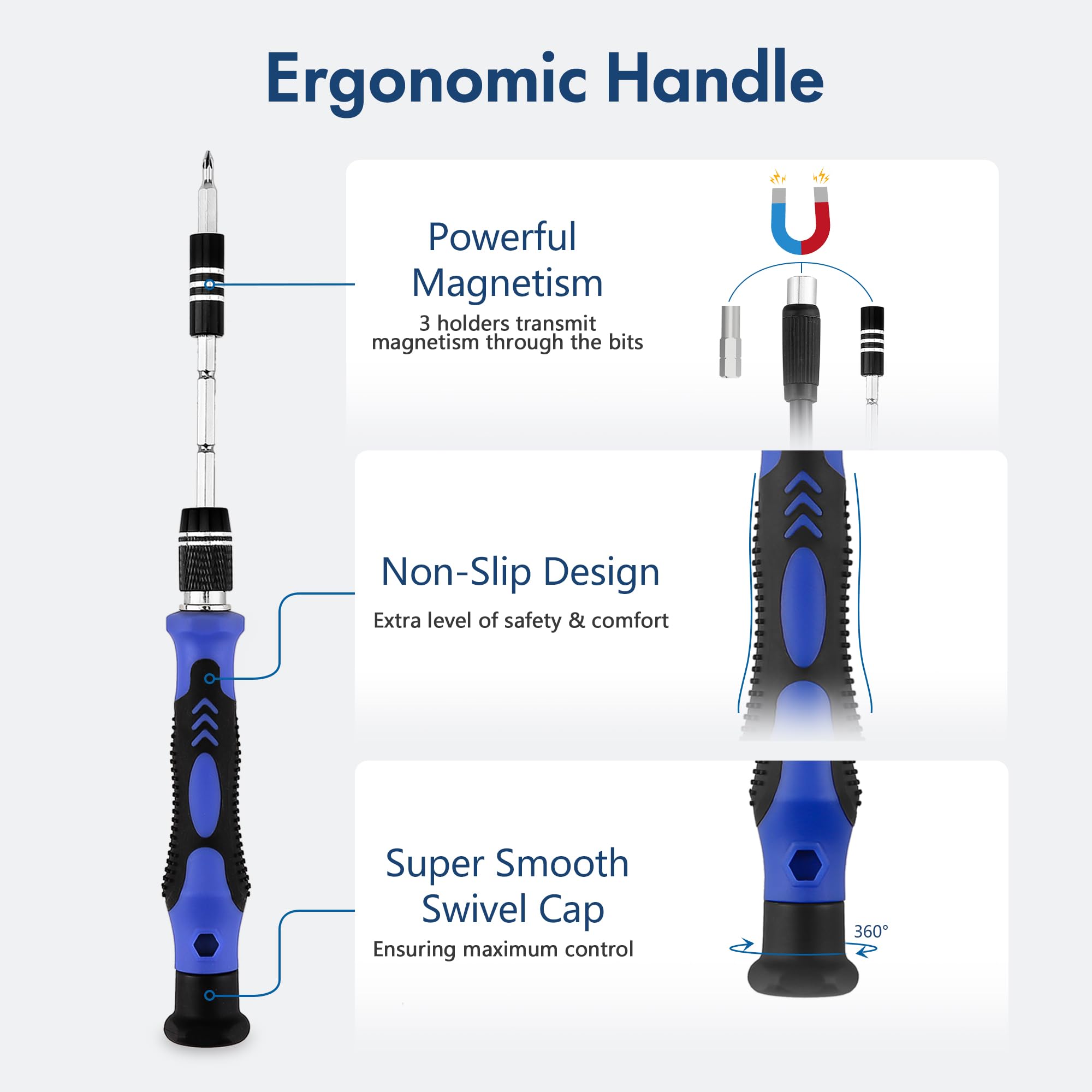 Xool 62 In 1 Precision Screwdriver Kit, Electronics Repair Tool Kit, Magnetic Driver Kit With Flexible Shaft, Extension Rod For