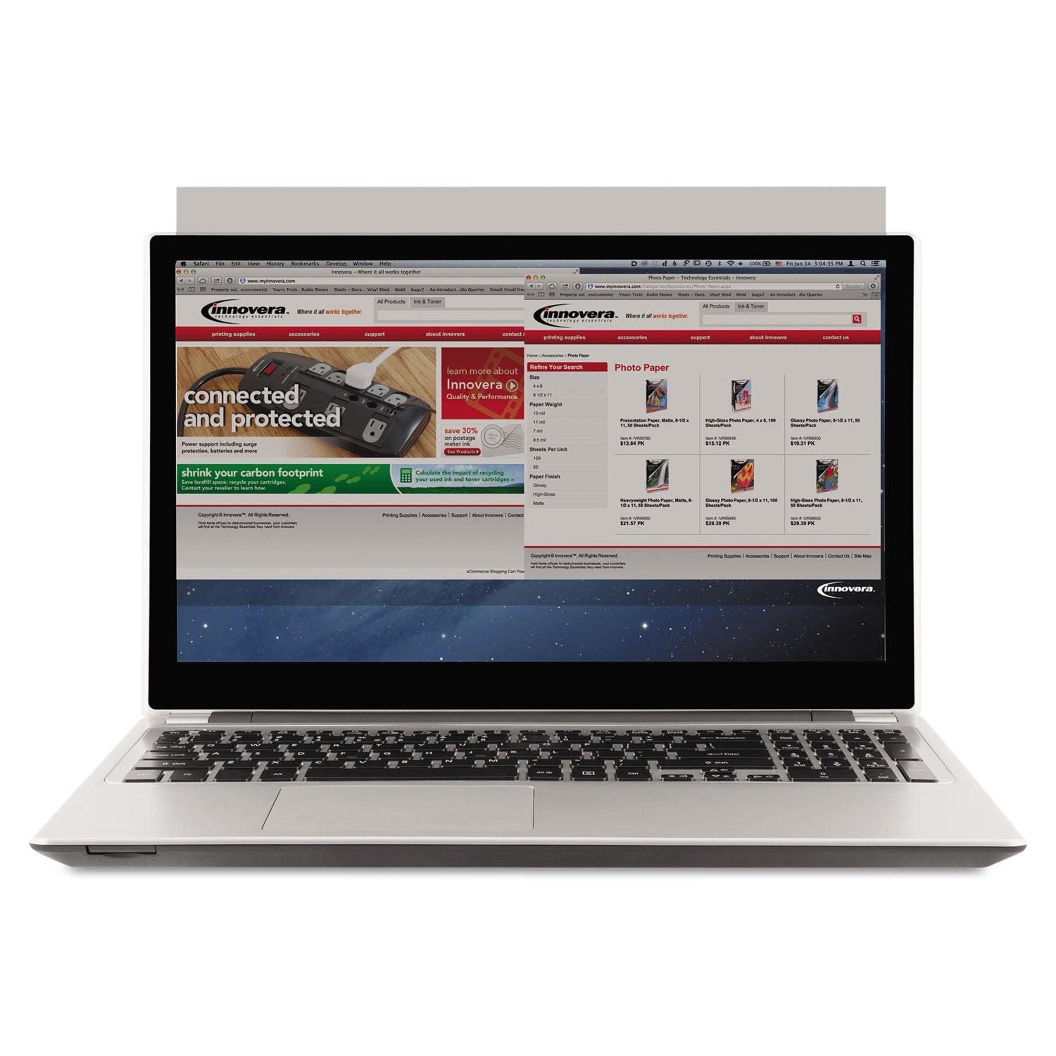 Innovera Blackout Privacy Filter 14" Widescreen Notebook Micro-Louver Black BLF140W
