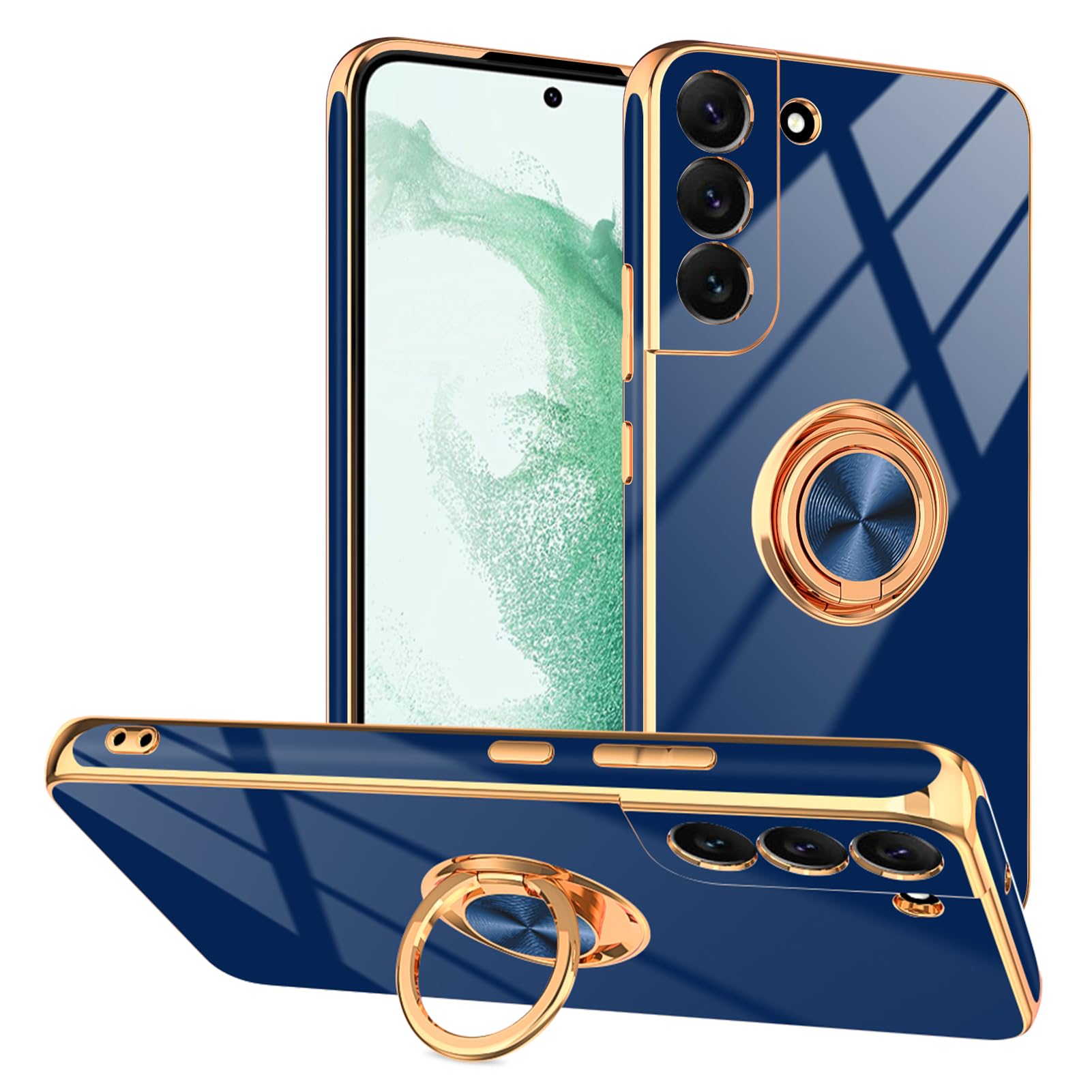 Tnarru Designed For Samsung Galaxy S22 Plus Case With Ring Stand, Support Magnetic Car Mount Rotating Finger Holder Soft Tpu Cov