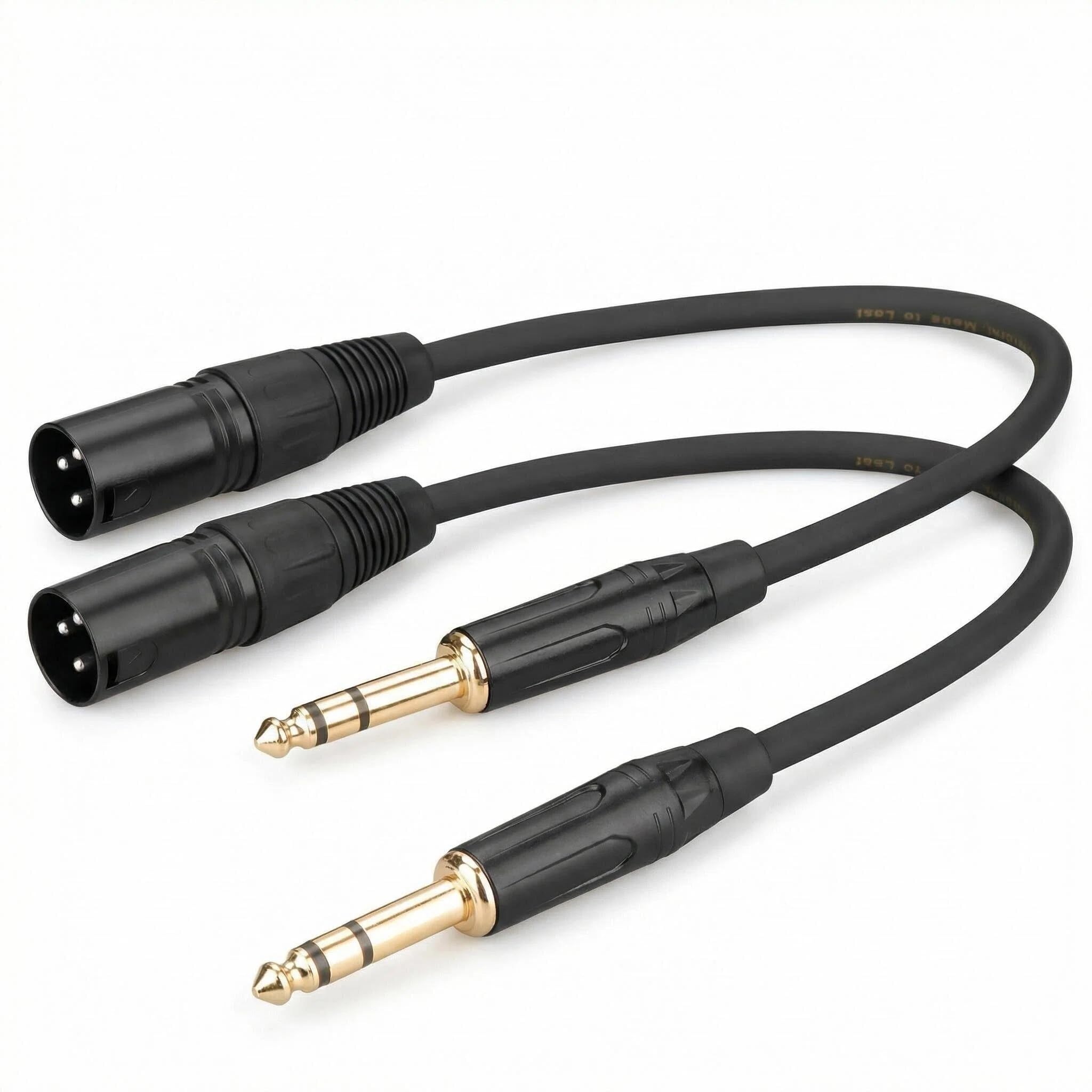 Rhinovo 2Pack 1/4 Inch TRS to XLR Male Cable (1ft), Balanced 6.35mm to XLR Male Short Audio Patch Cable for Studio Monitors & M