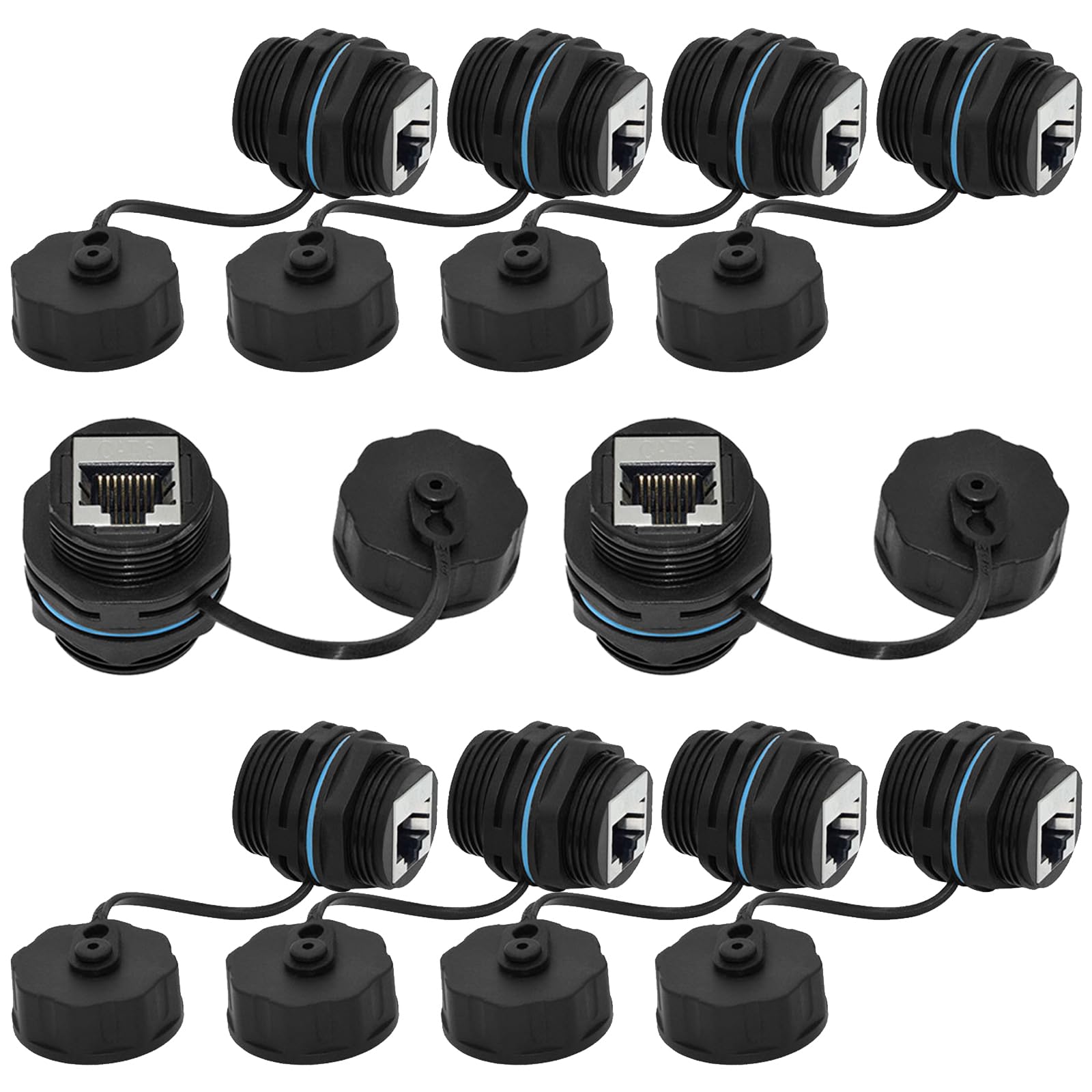 Penglin 10Pcs Shielded Rj45 Coupler, Ip68 Waterproof Ethernet Coupler,Outdoor Rj45 Cat5E/Cat6 Ethernet Lan Cable Connector Femal