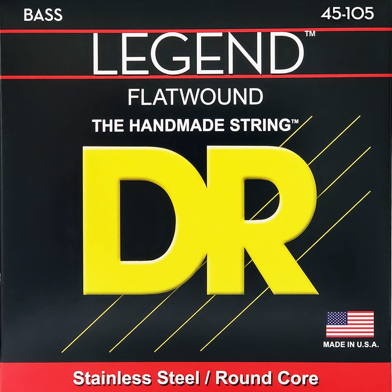 DR Strings Legend- Polished Flatwound Stainless Steel Bass Strings: Medium 45-105